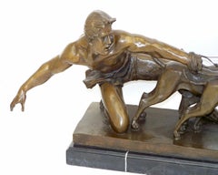 Art Deco Golden Patinated Bronze Figurative Group Sculpture