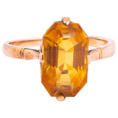 Art Deco Golden Topaz and 9 Carat Gold Ring