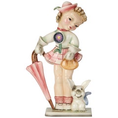 Art Deco Goldscheider Wien Girl with Dog Pottery Figure, circa 1930