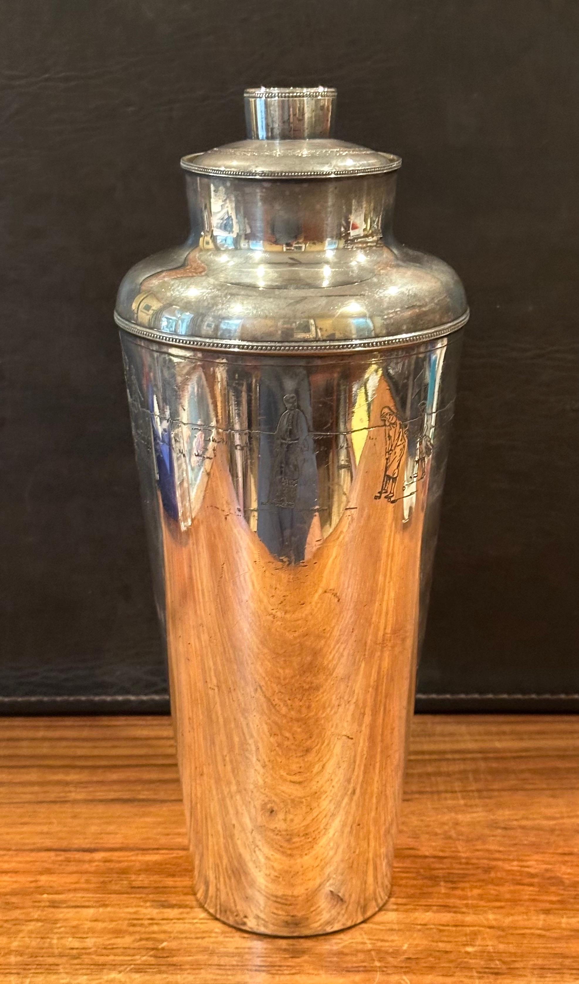 Art Deco Golf Motif Silver Plate Martini Shaker by Meriden Silver Plate Co. For Sale 5