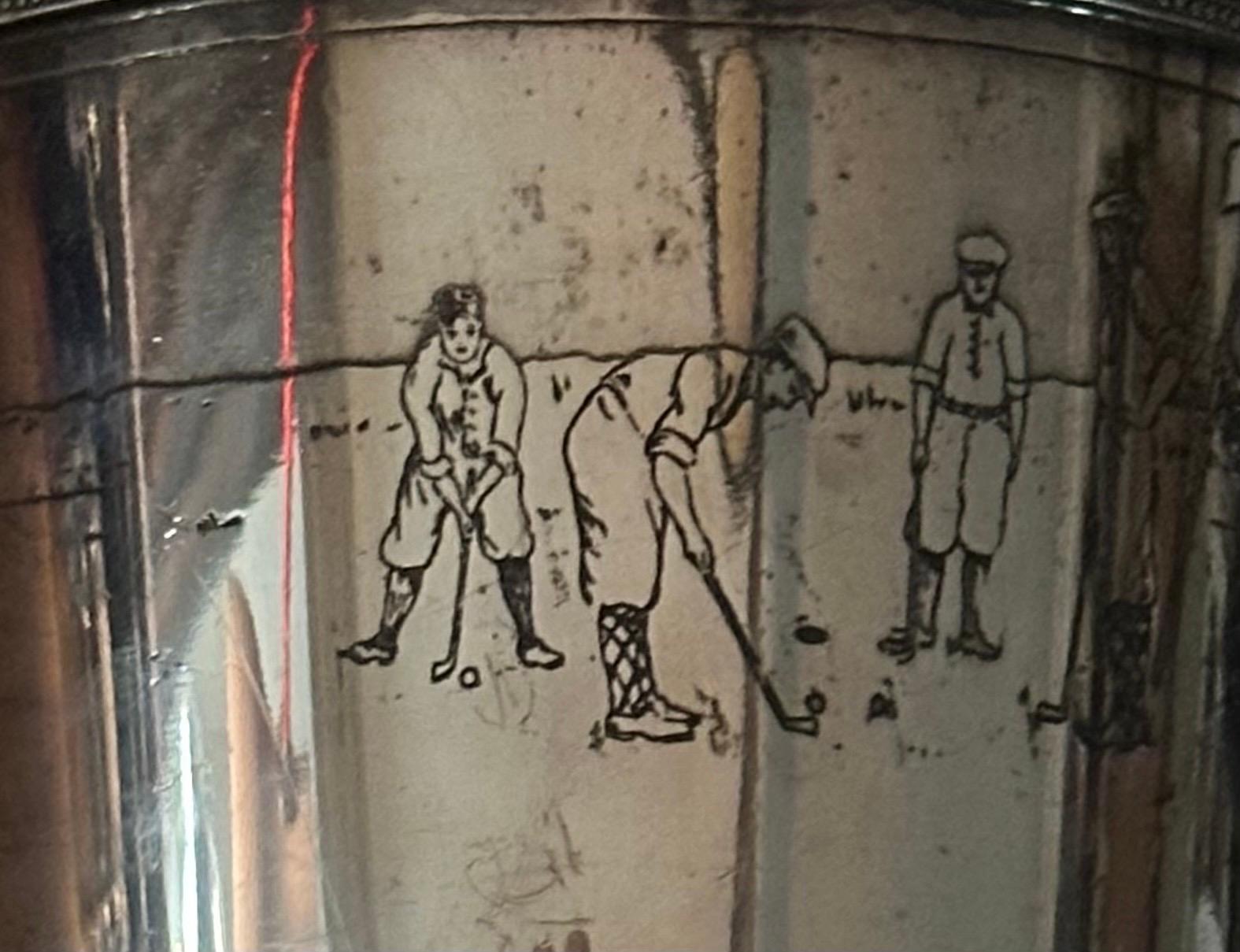 Art Deco Golf Motif Silver Plate Martini Shaker by Meriden Silver Plate Co. For Sale 1
