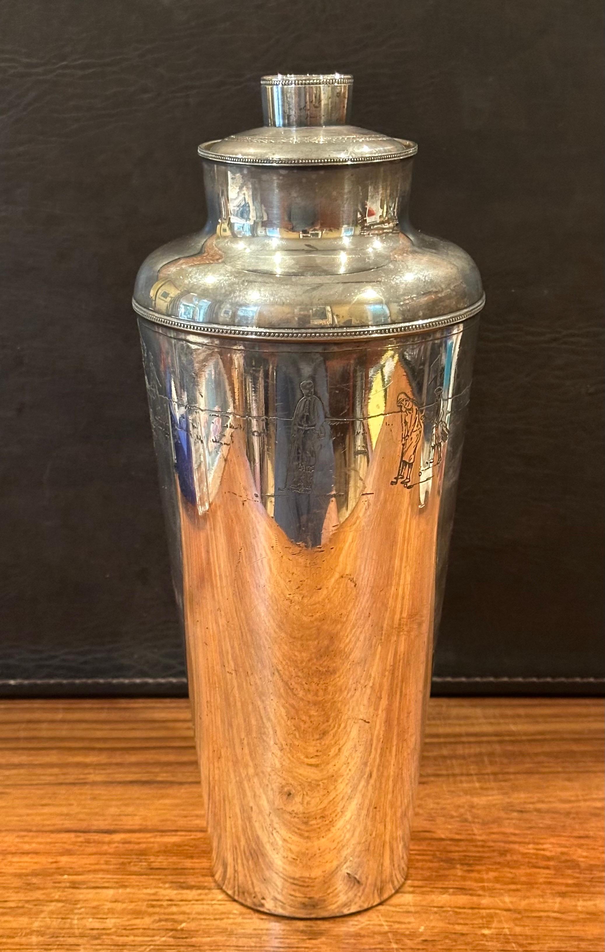 Art Deco Golf Motif Silver Plate Martini Shaker by Meriden Silver Plate Co. For Sale 3