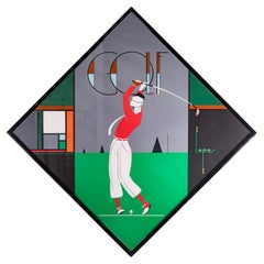 Impression de golf Art déco par Charles Lepas, France, années 1990
