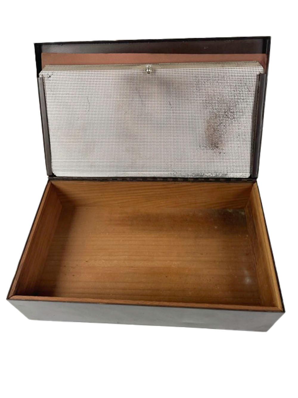 American Art Deco, Golf Themed, Cedar Lined, Bronze and Sterling Cigar Humidor For Sale