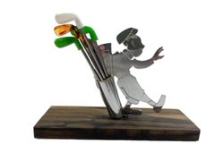 Art Deco "Golfer" Cocktail Pick Set Signed Sudre