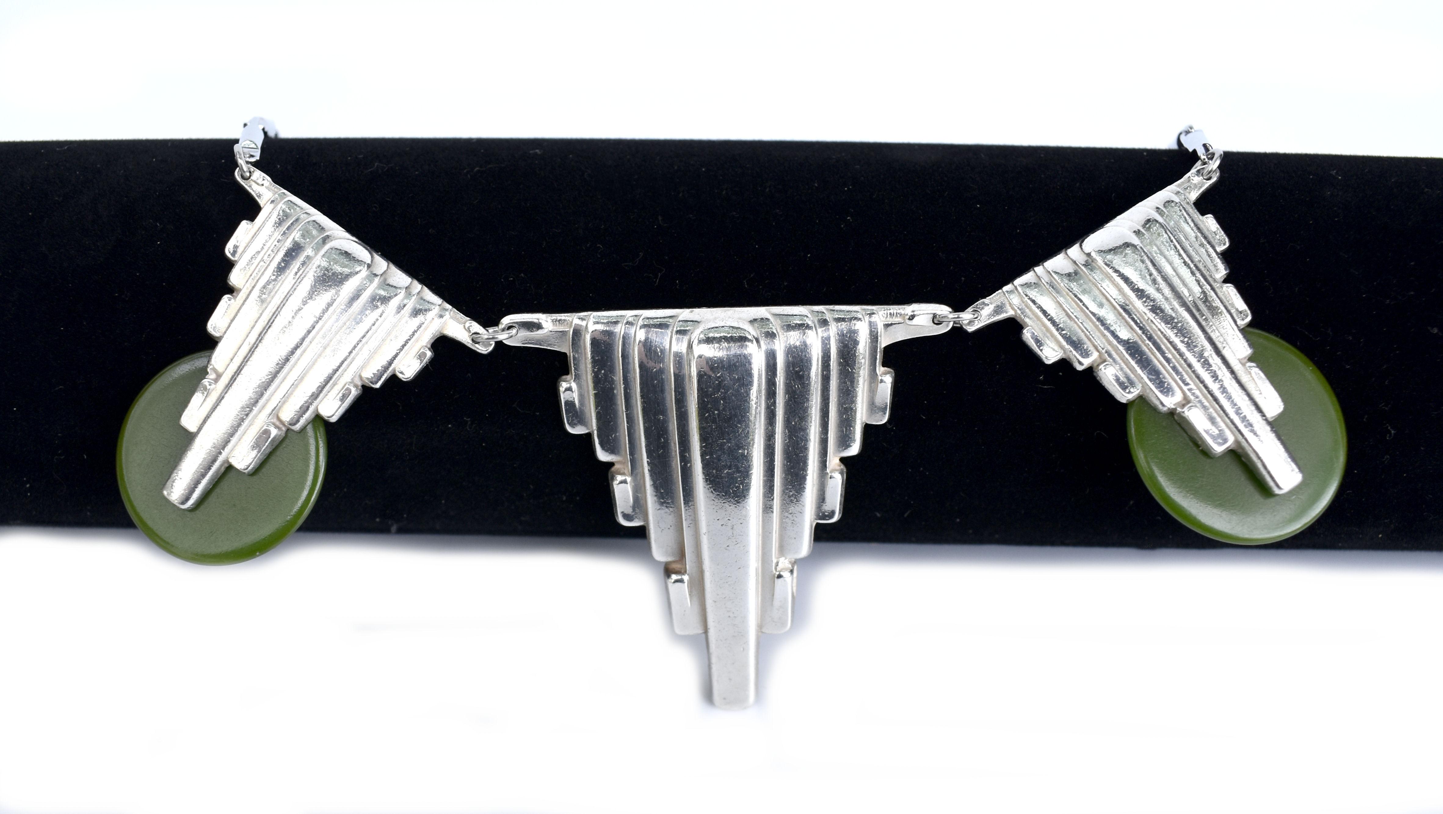 Art-Déco-Halskette aus Goliath und Chrom, um 1930 Damen im Angebot