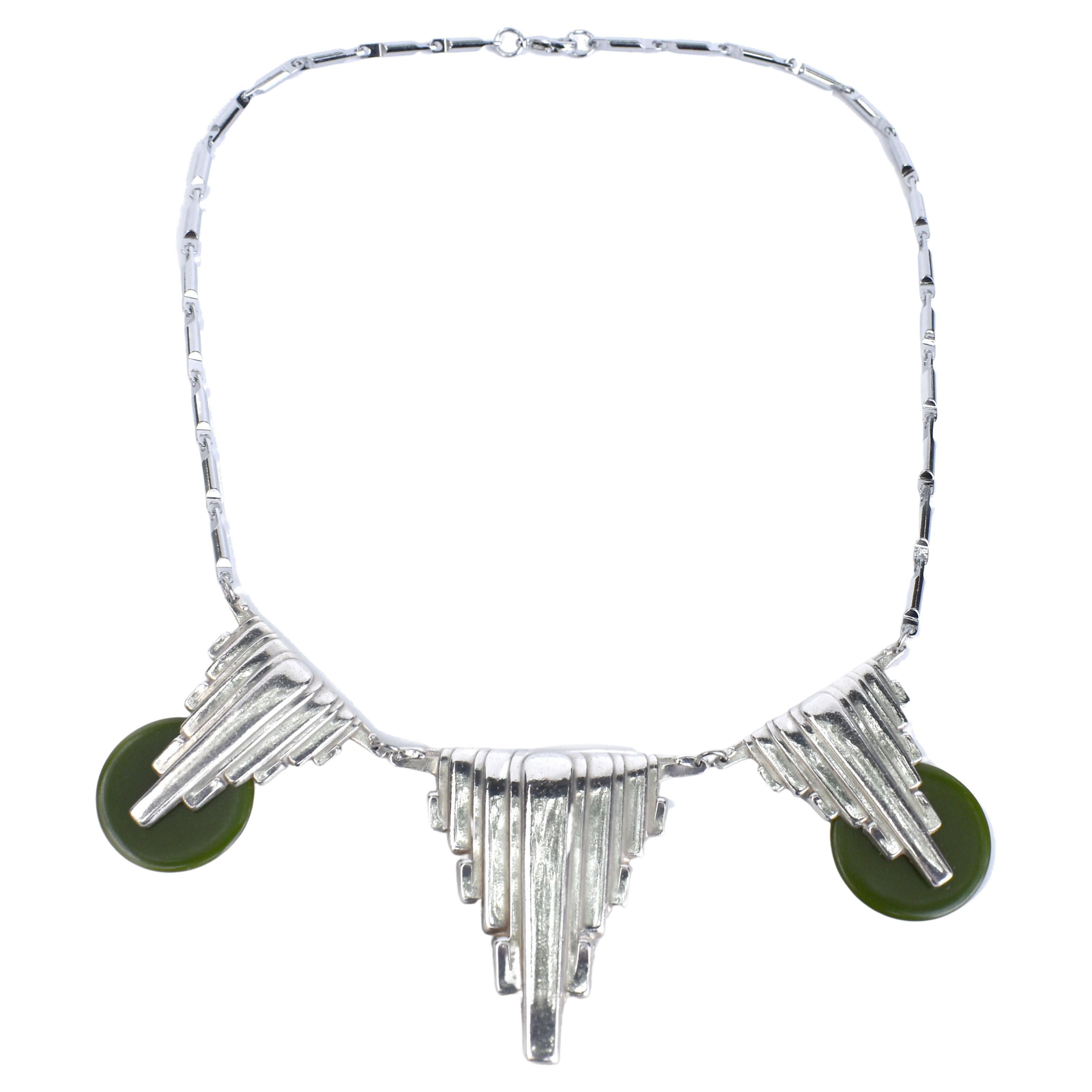 Art Deco Goliath and Chrome Necklace, C1930 For Sale