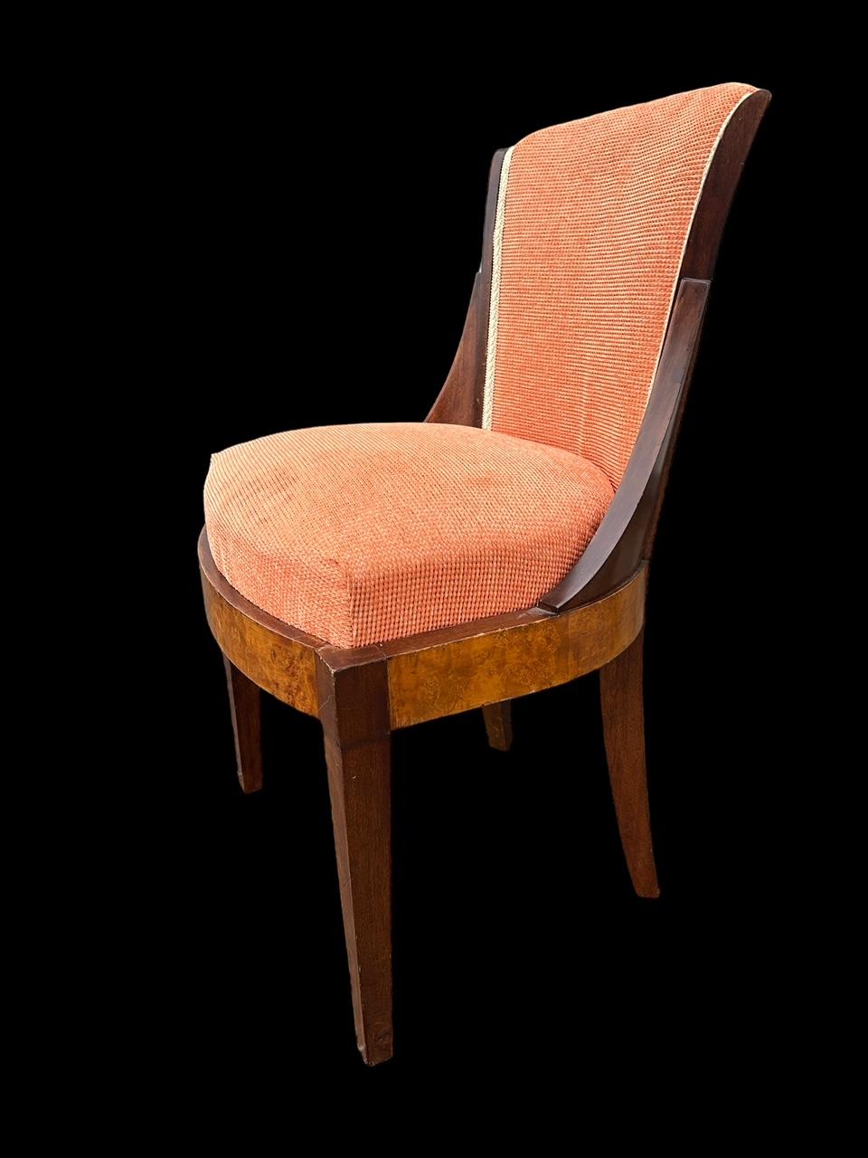 20th Century art deco gondola burl chair  For Sale