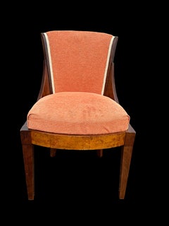 Art Deco Gondola Chair, Burl Wood, French Mid-Century, 1930s