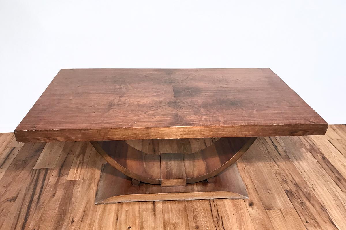 French Art Deco Gondola Table with Walnut from France For Sale