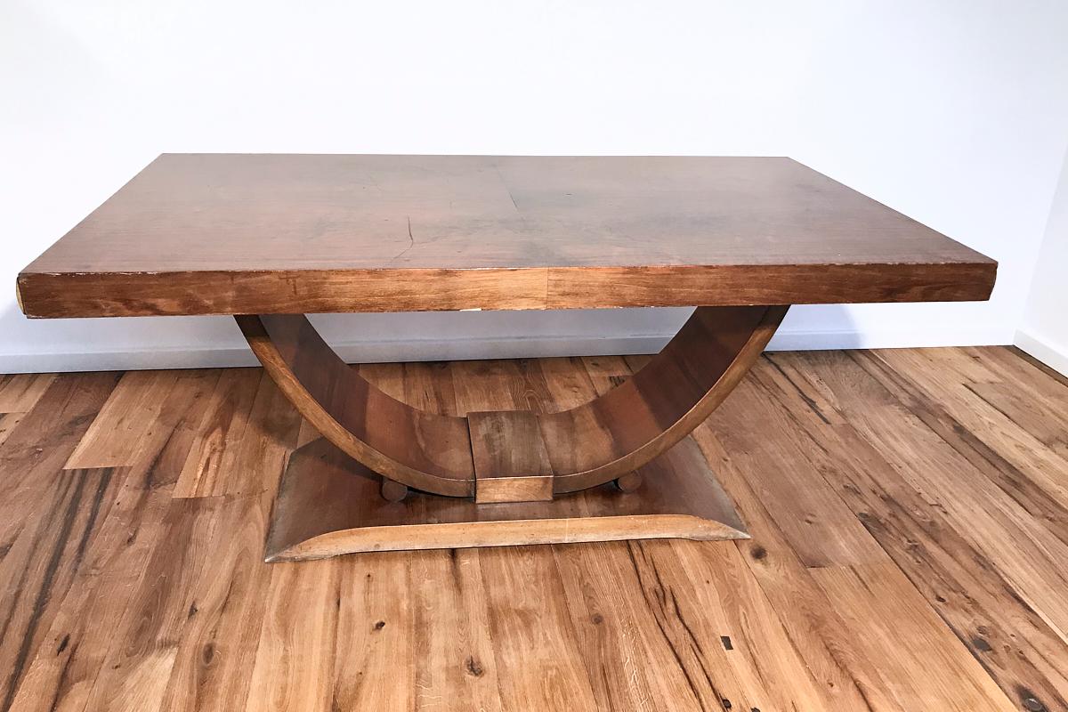 Hand-Crafted Art Deco Gondola Table with Walnut from France For Sale