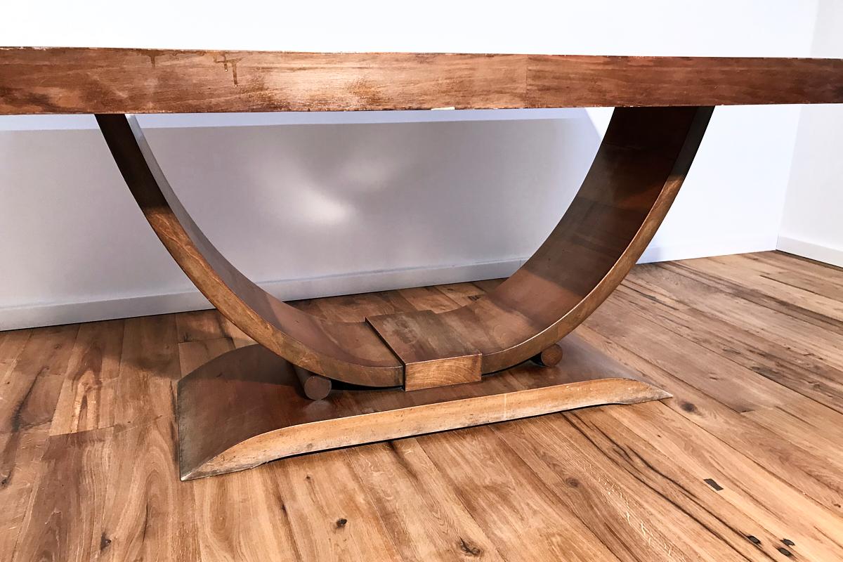 Art Deco Gondola Table with Walnut from France In Fair Condition For Sale In Greven, DE