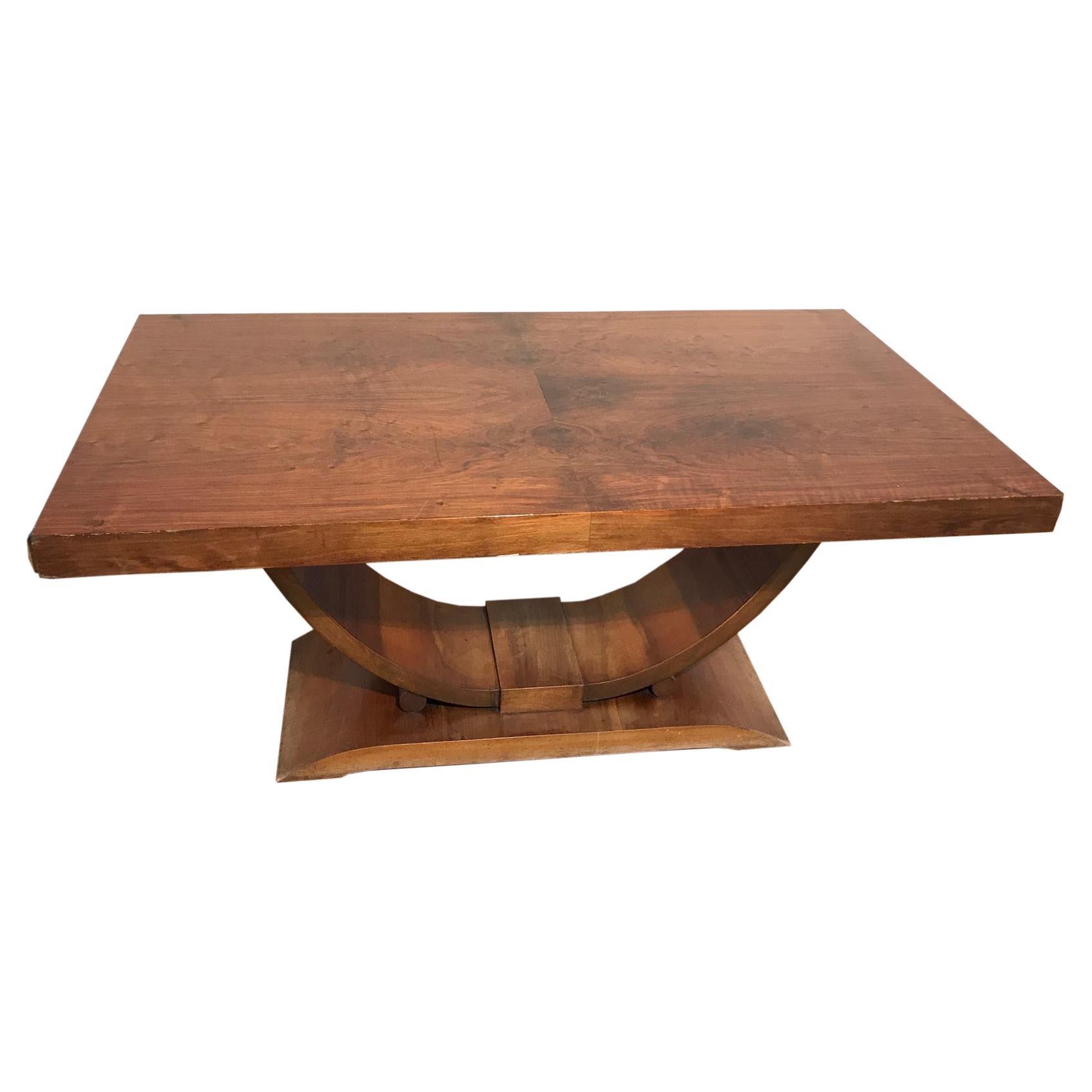 Art Deco Gondola Table with Walnut from France