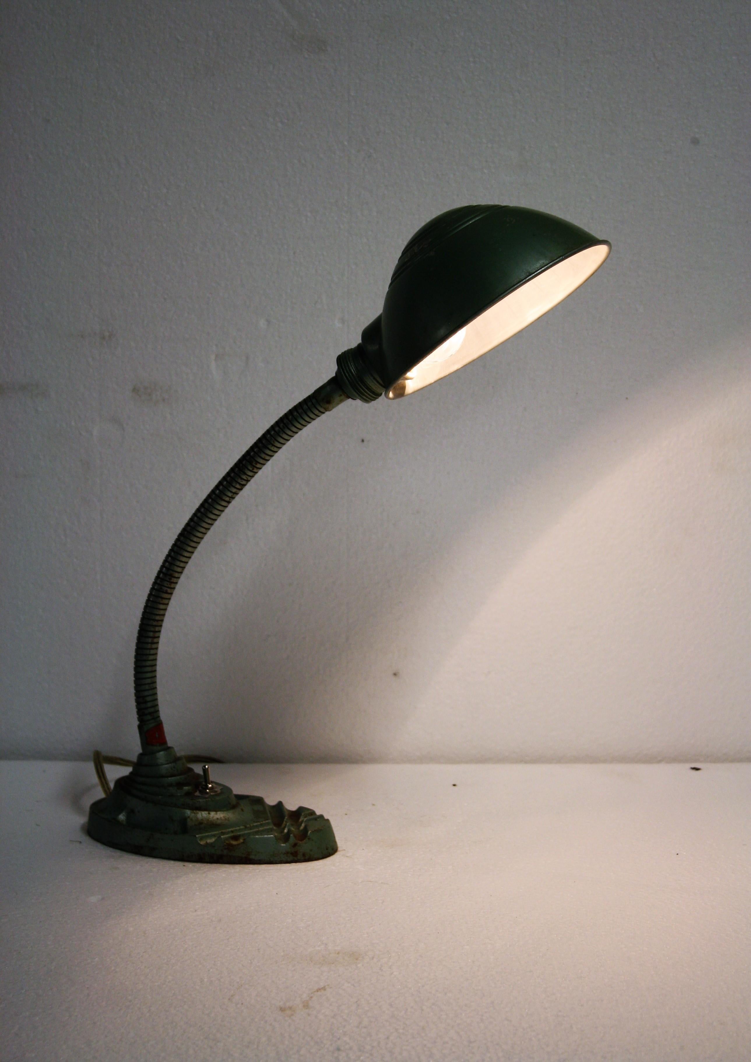 Iron Art Deco Gooseneck Table Lamp by Erpe, 1930s, Belgium