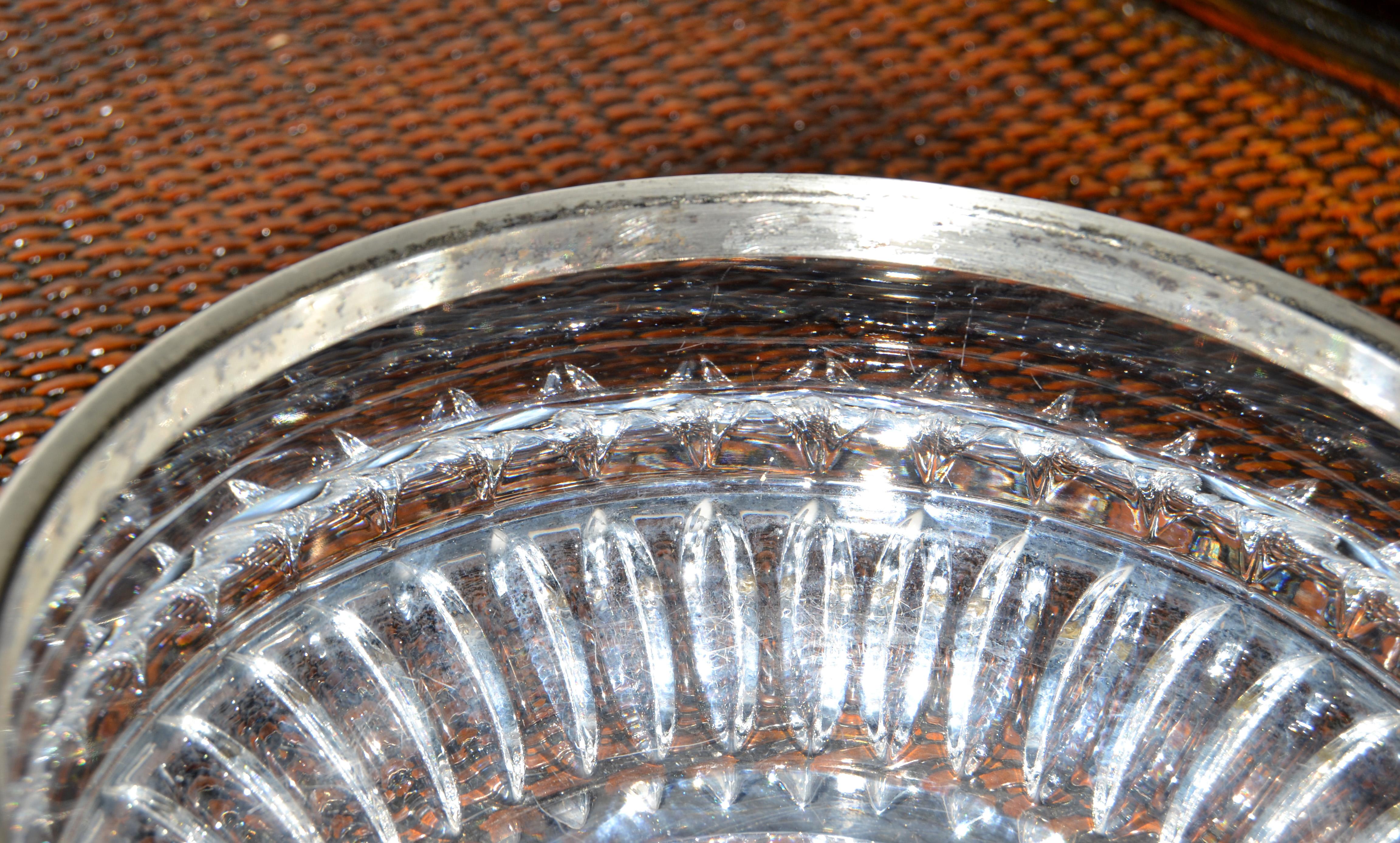 Art Deco Gorham Lyric Collection 9 Zoll Bleikristall Schale Versilbert Rand im Angebot 2