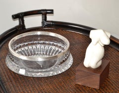 Art Deco Gorham Lyric Collection 9 Inches Lead Crystal Bowl Silver Plated Border