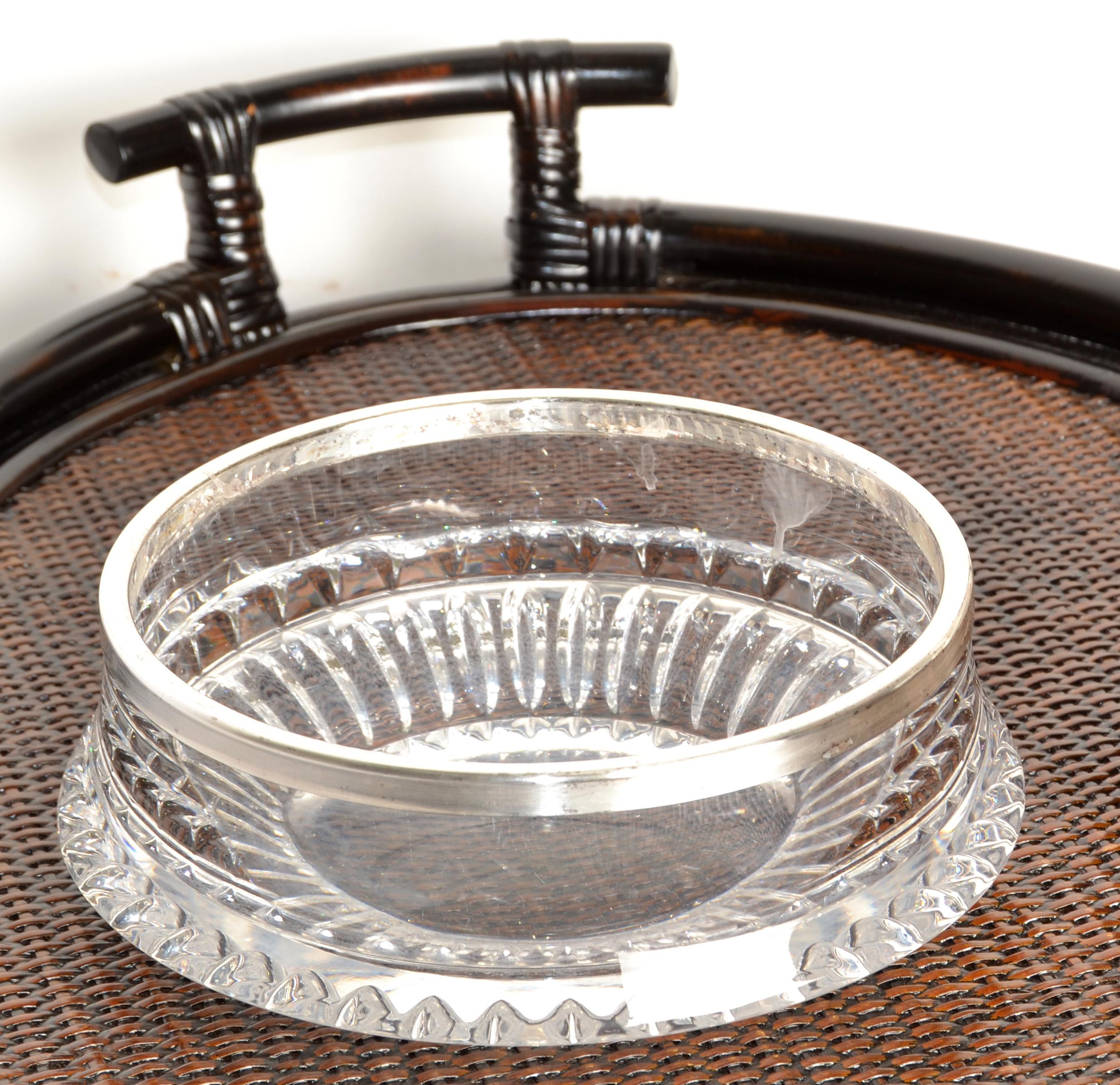 Art Deco Gorham Lyric Collection 9 Zoll Bleikristall Schale Versilbert Rand (Art déco) im Angebot