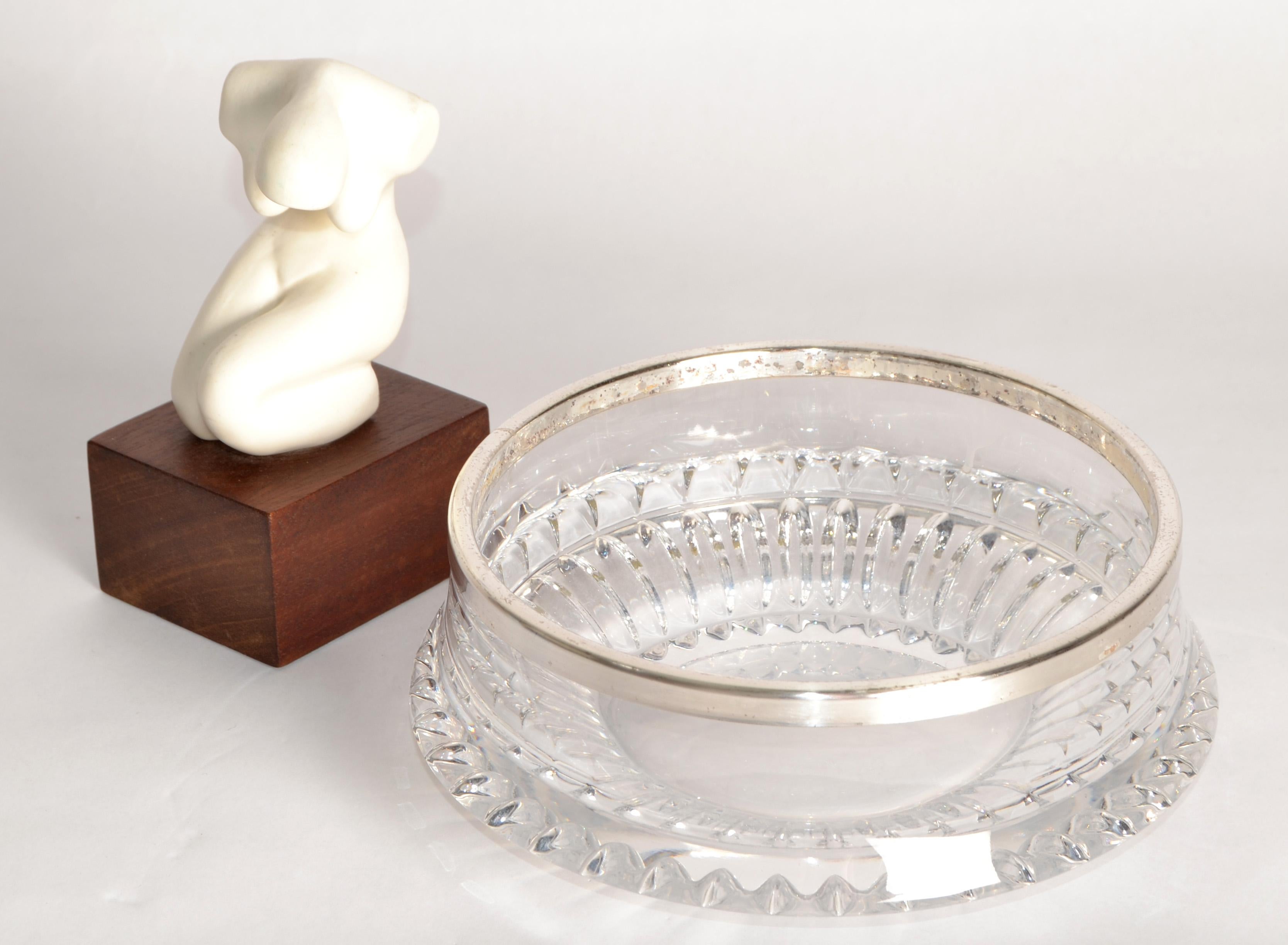 Art Deco Gorham Lyric Collection 9 Zoll Bleikristall Schale Versilbert Rand (amerikanisch) im Angebot