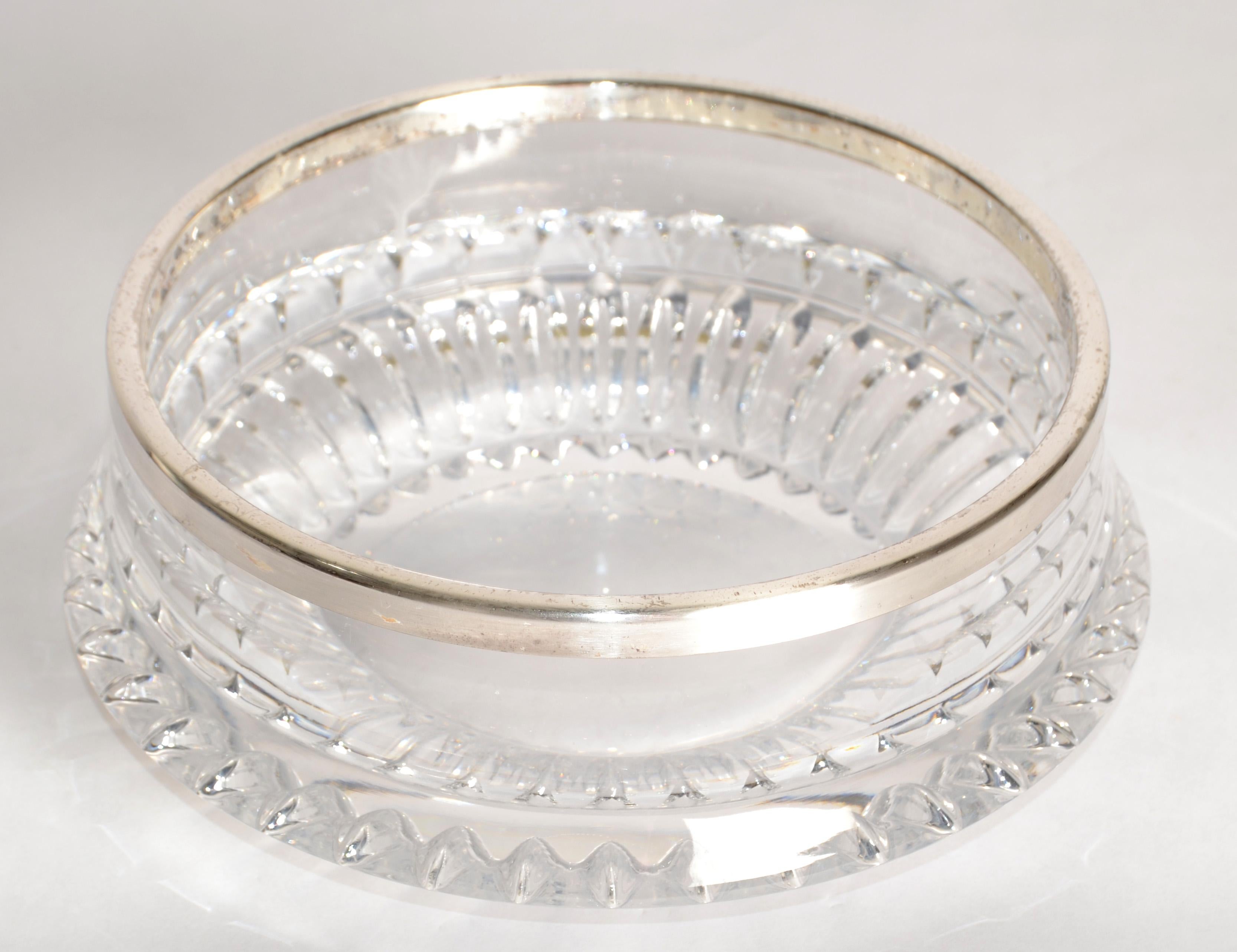 Art Deco Gorham Lyric Collection 9 Zoll Bleikristall Schale Versilbert Rand (Handgefertigt) im Angebot