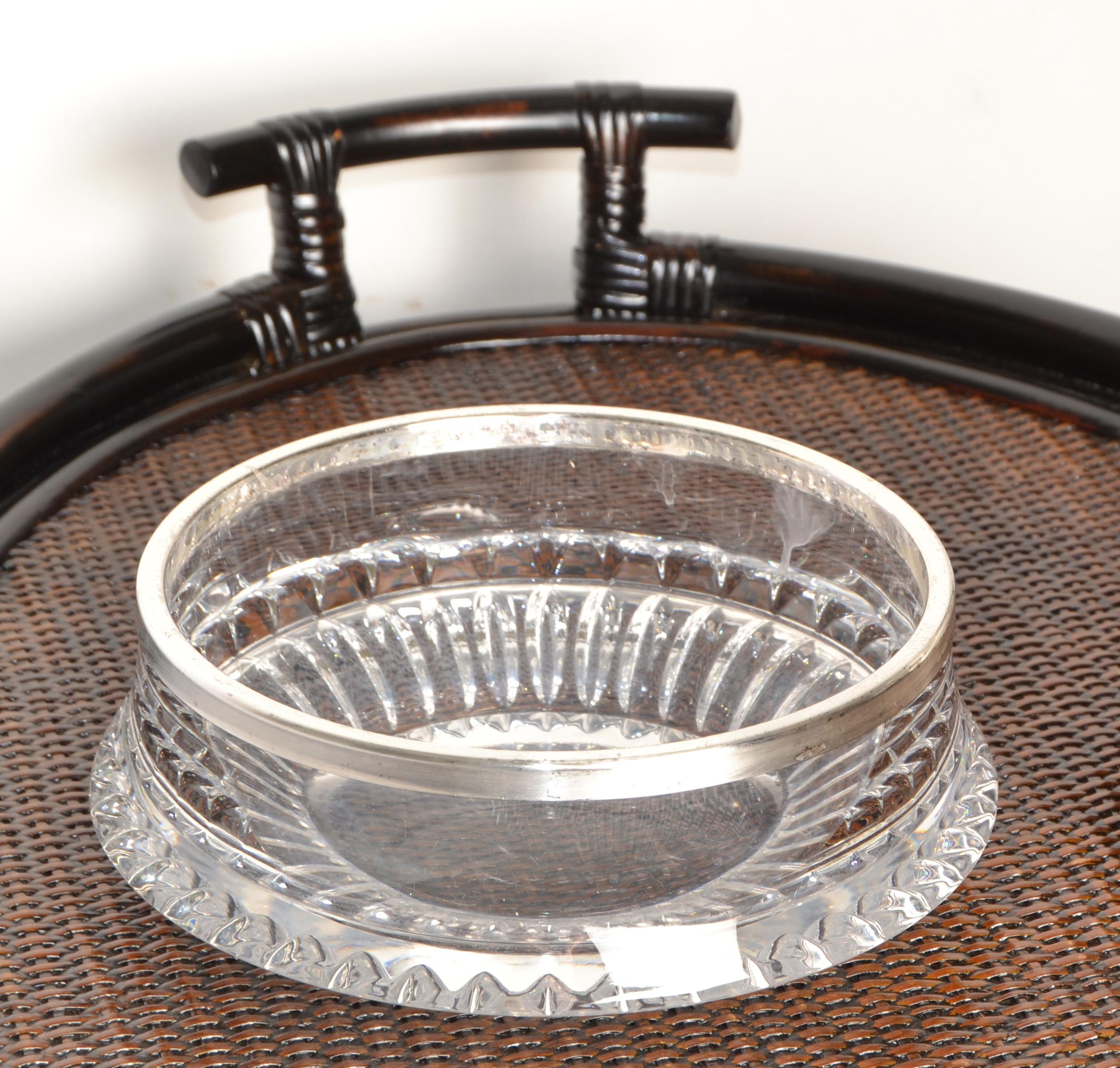 Art Deco Gorham Lyric Collection 9 Zoll Bleikristall Schale Versilbert Rand im Zustand „Gut“ im Angebot in Miami, FL