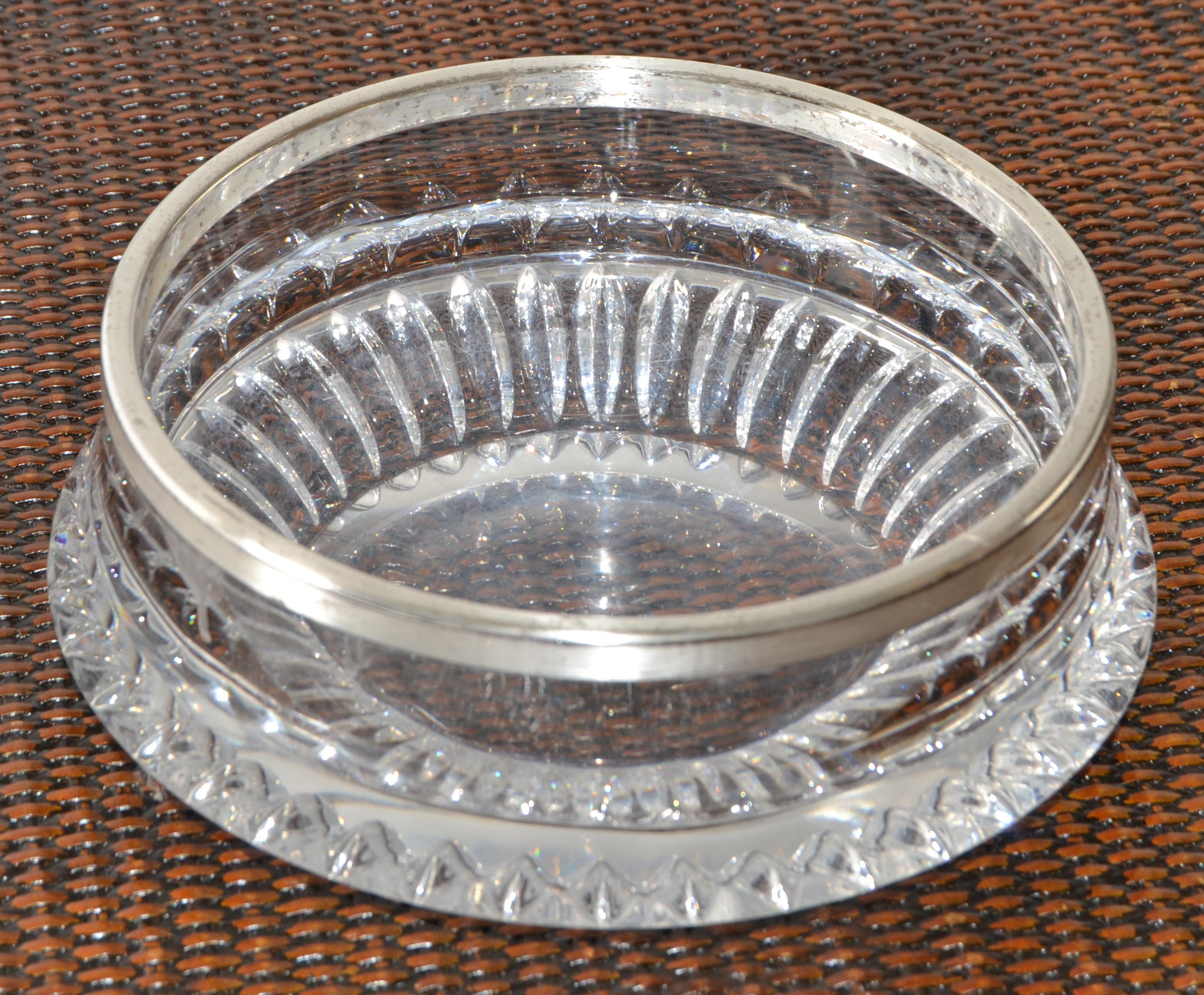 Art Deco Gorham Lyric Collection 9 Zoll Bleikristall Schale Versilbert Rand (20. Jahrhundert) im Angebot