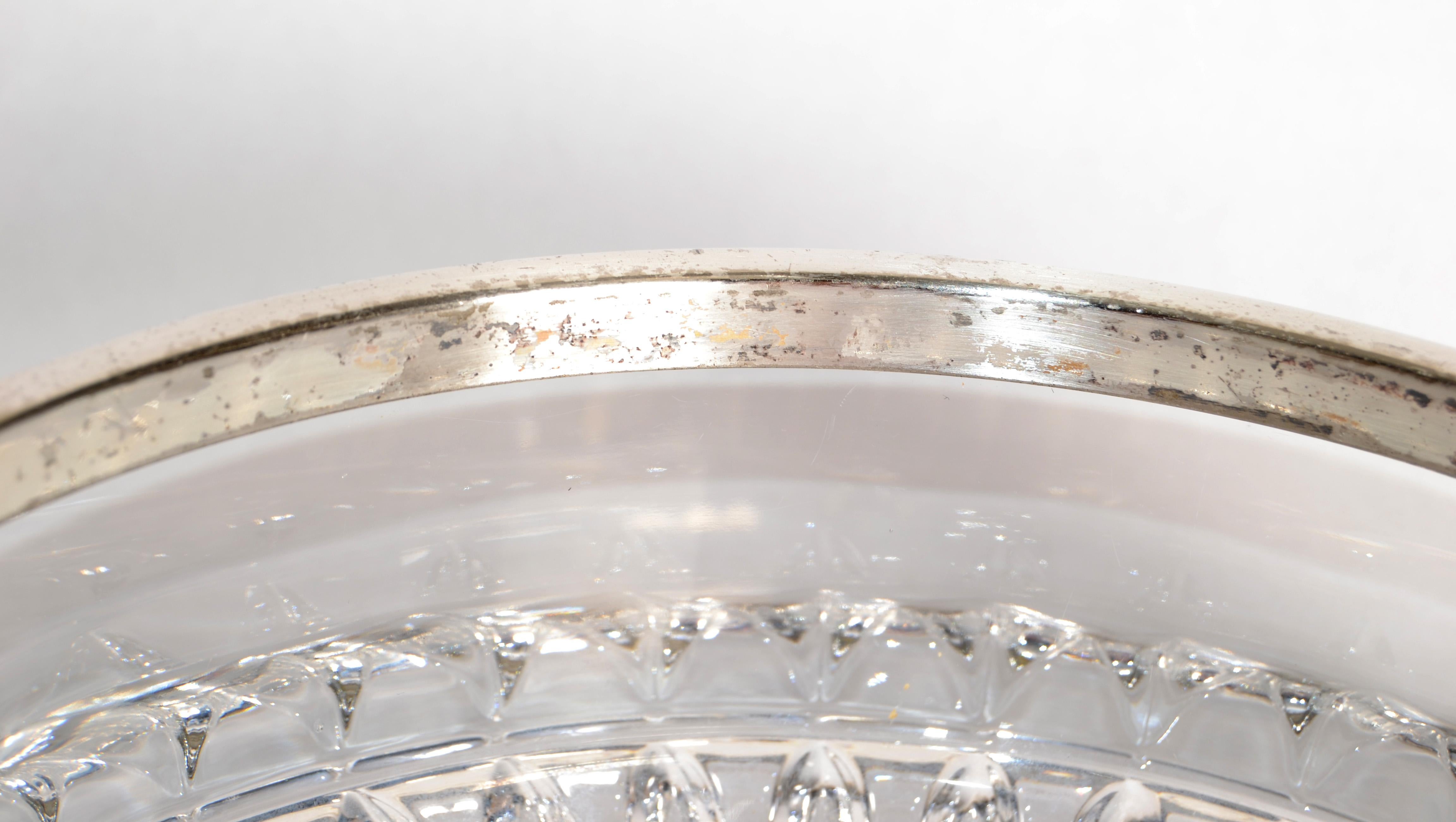 Art Deco Gorham Lyric Collection 9 Zoll Bleikristall Schale Versilbert Rand (Versilberung) im Angebot