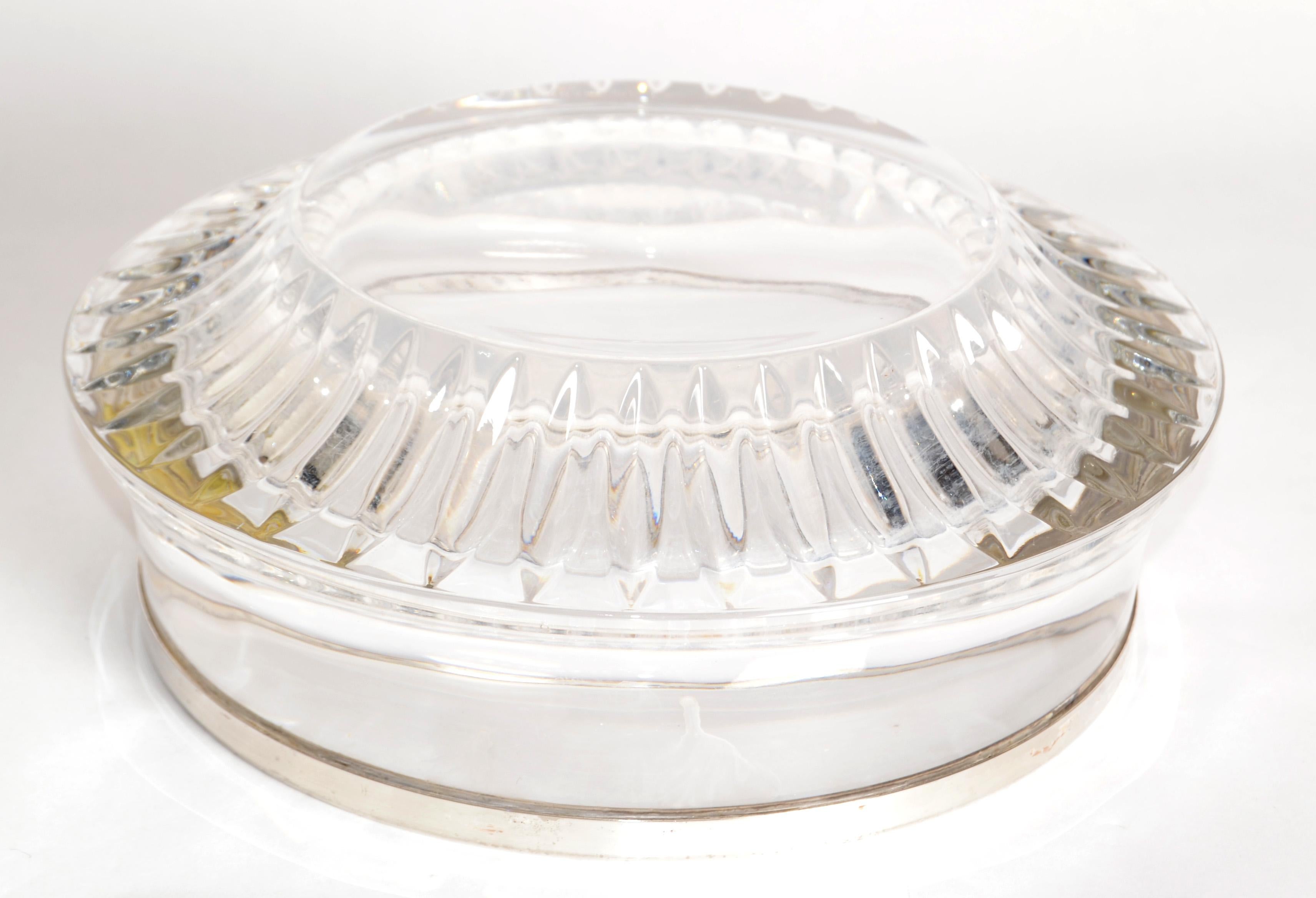 Art Deco Gorham Lyric Collection 9 Zoll Bleikristall Schale Versilbert Rand im Angebot 1