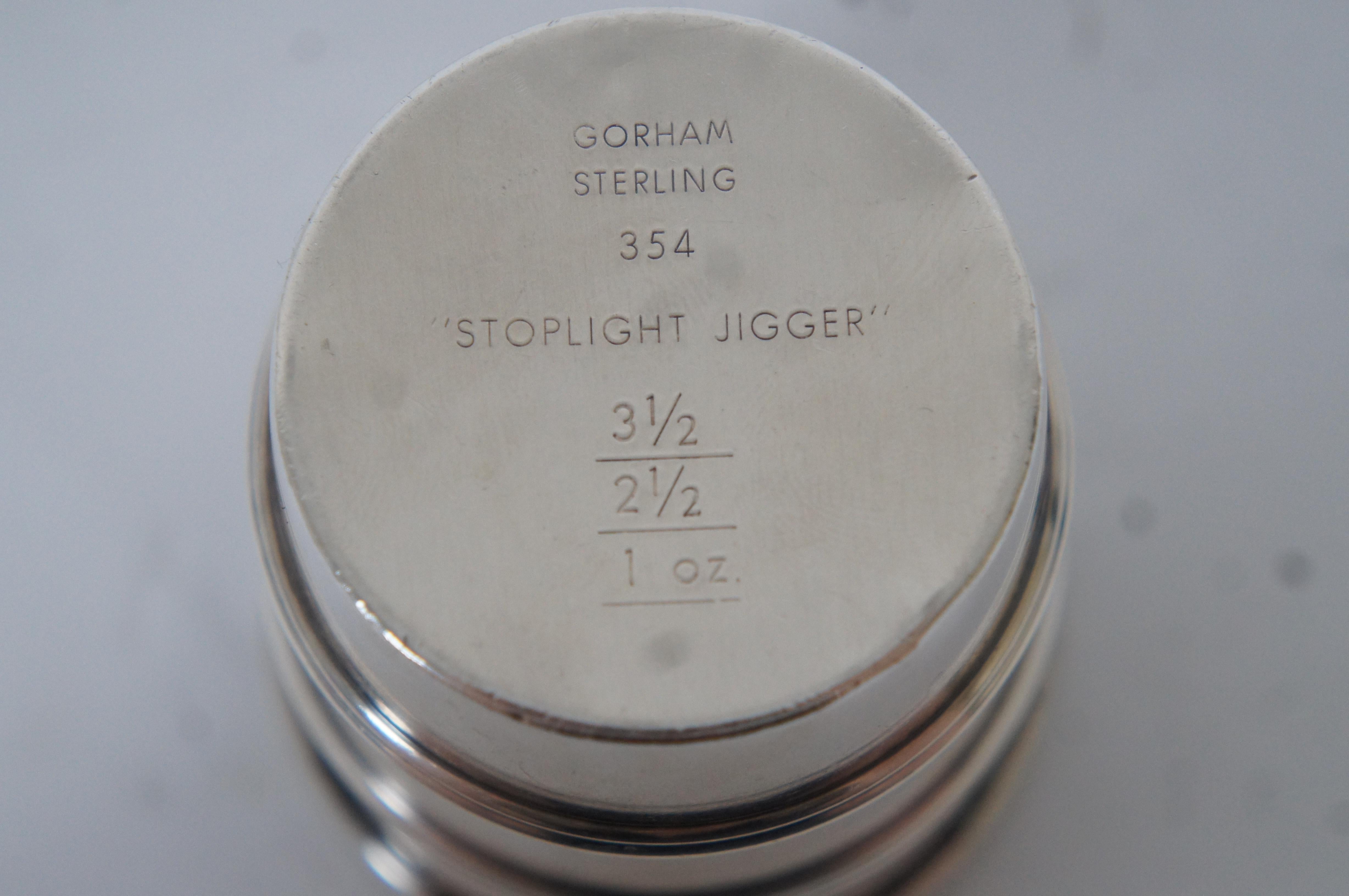 Art Deco Gorham Sterling Silver 354 Stoplight Enamel Jigger Bar Measure Cup 54g 3