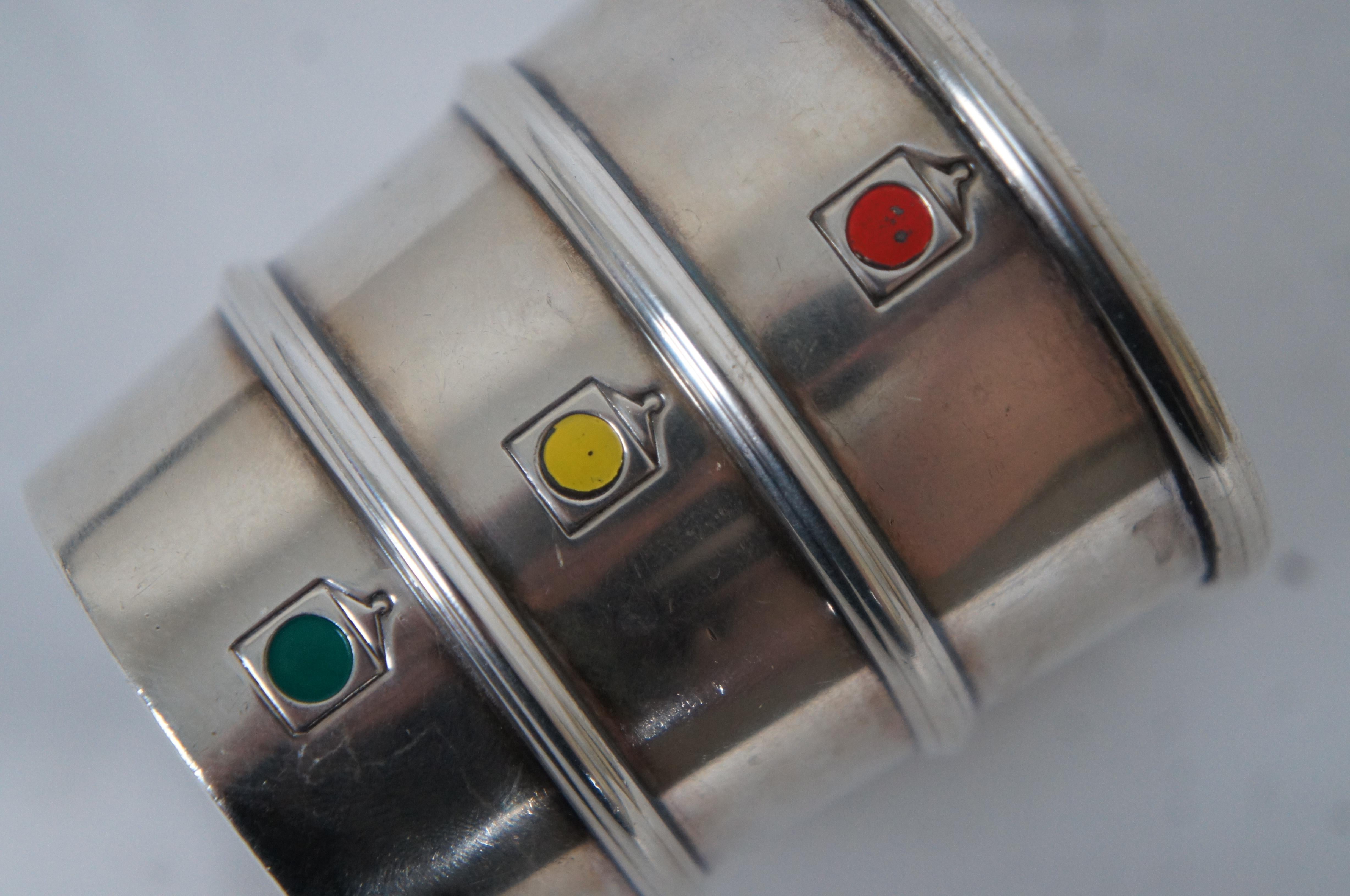 Art Deco Gorham Sterling Silver 354 Stoplight Enamel Jigger Bar Measure Cup 54g 5