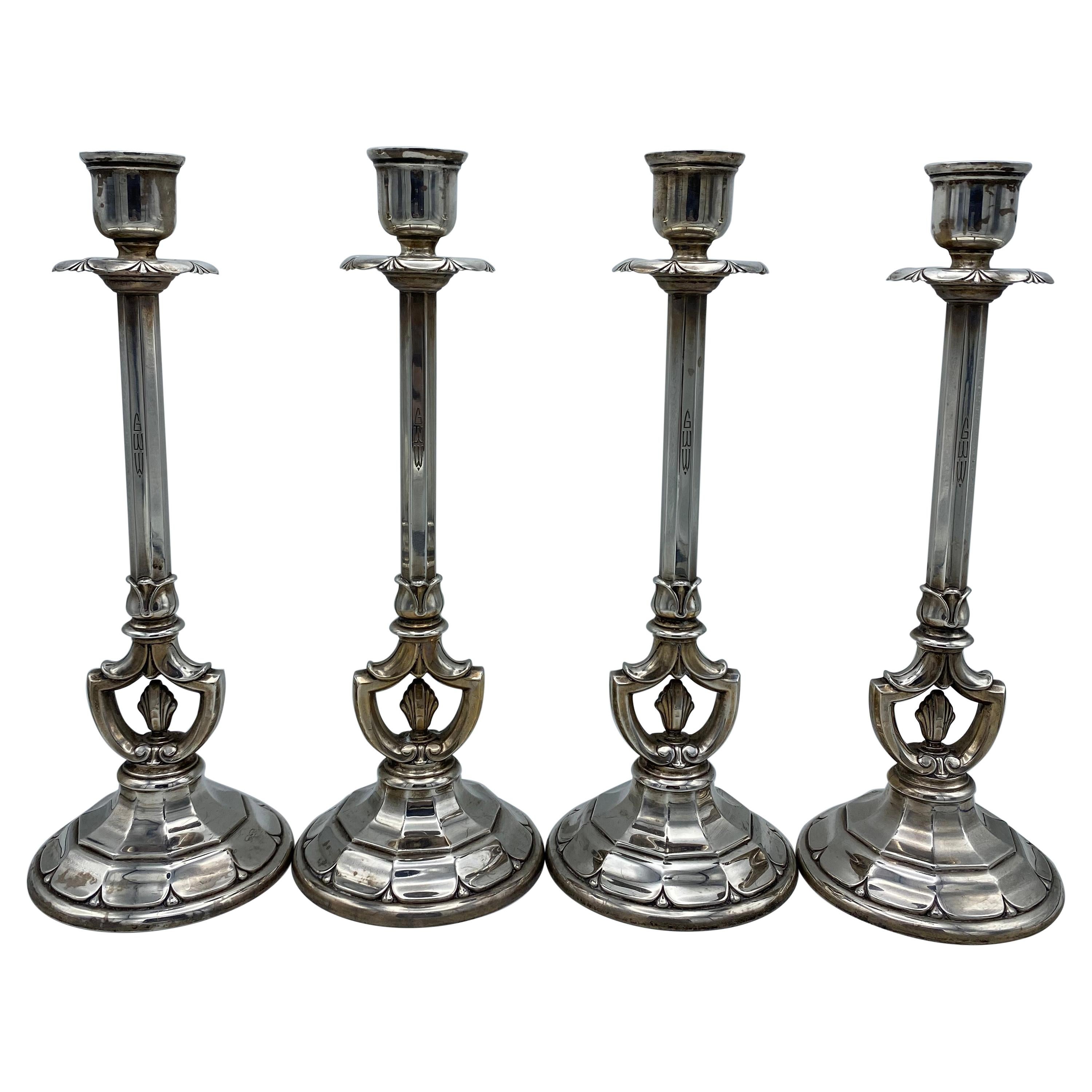 Pair of Sterling Silver Candlesticks For Sale at 1stDibs