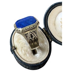 Art Deco Gothic Lapislazuli Siegelring von Larter and Sons, Art déco