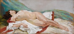 Art Deco Pastel of a Reclining Nude Yves Diey France 1940