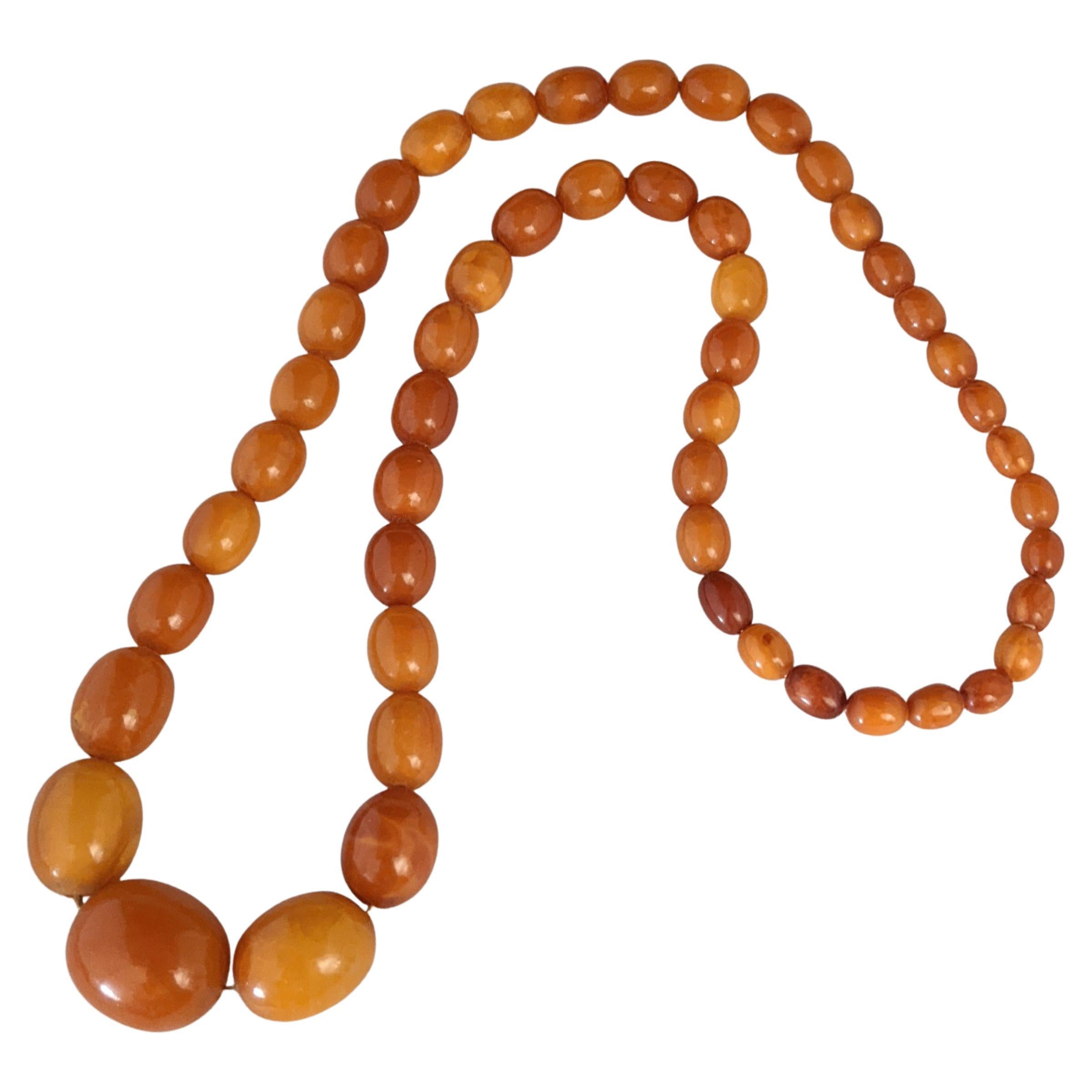 Art Deco Graduated Amber Beads  For Sale