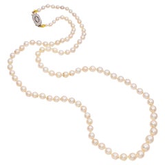 Art Deco Graduating Pearl Strand Necklace with 14k Gold Clasp