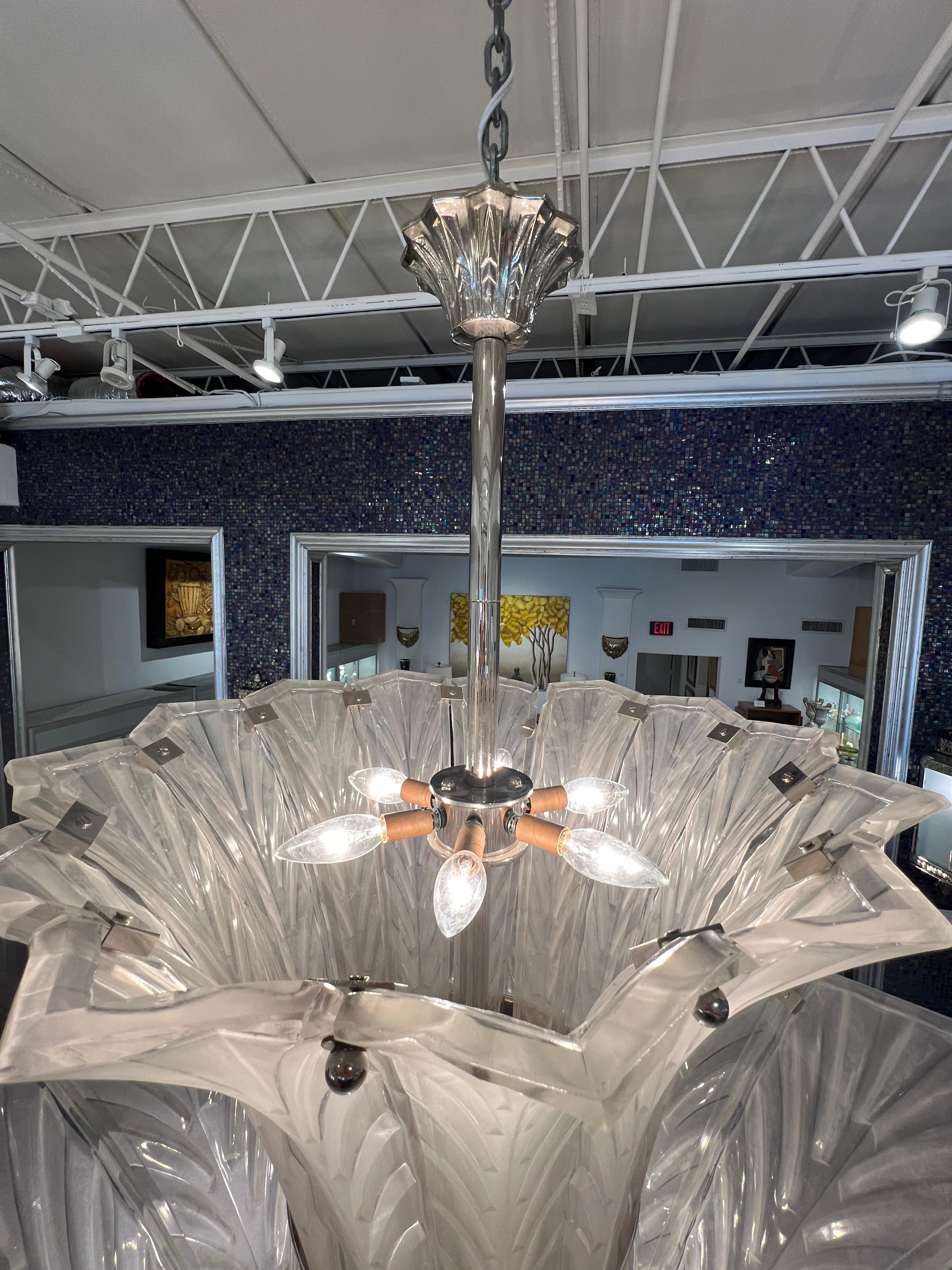 Art Deco Grand Chandelier by Sabino For Sale 3