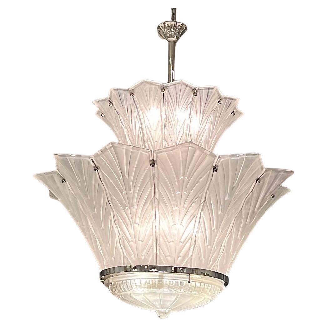 Art Deco Grand Chandelier by Sabino For Sale