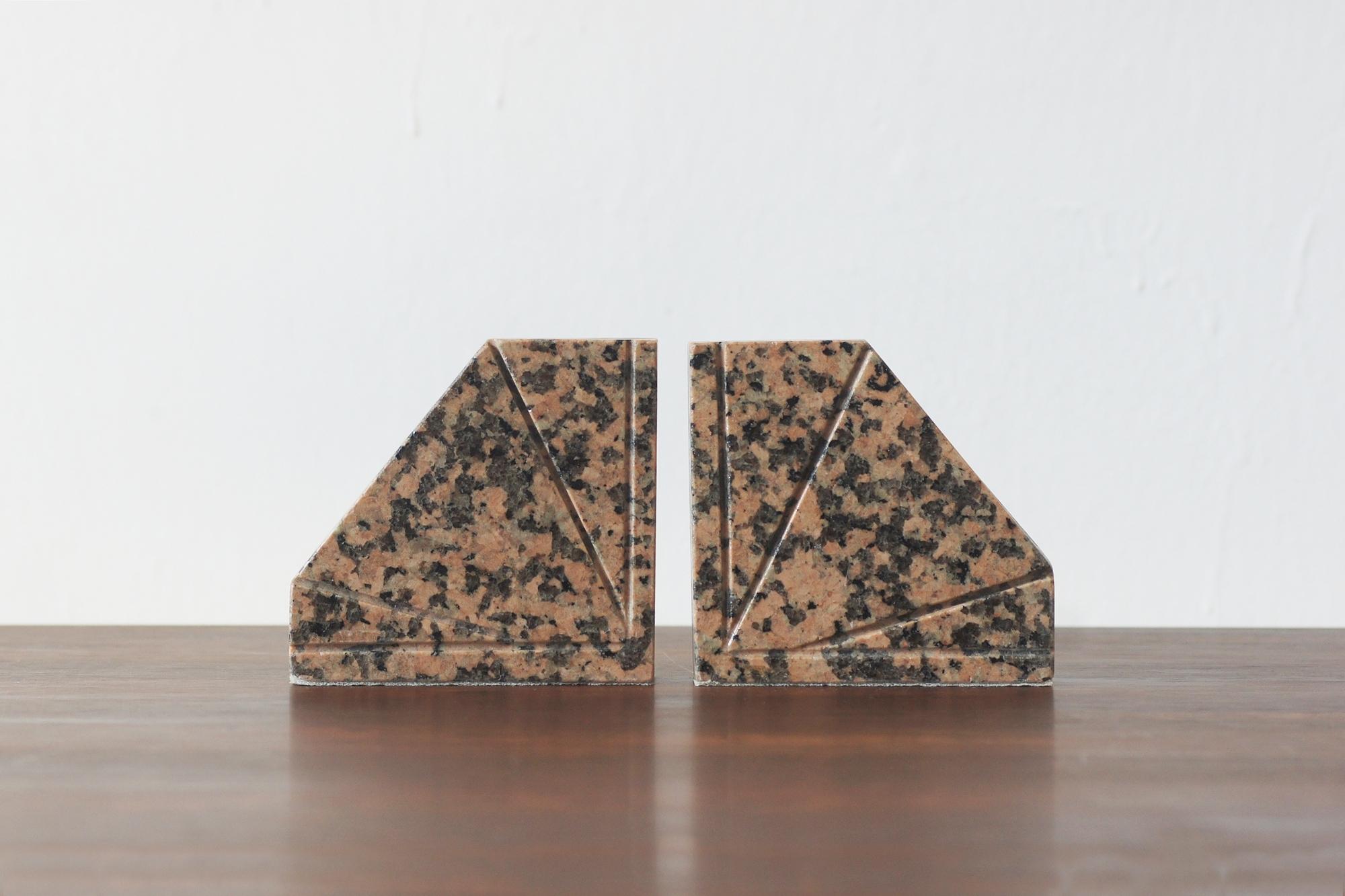Art Deco Granite Bookends, Set of 2 In Good Condition For Sale In KUTNO, PL