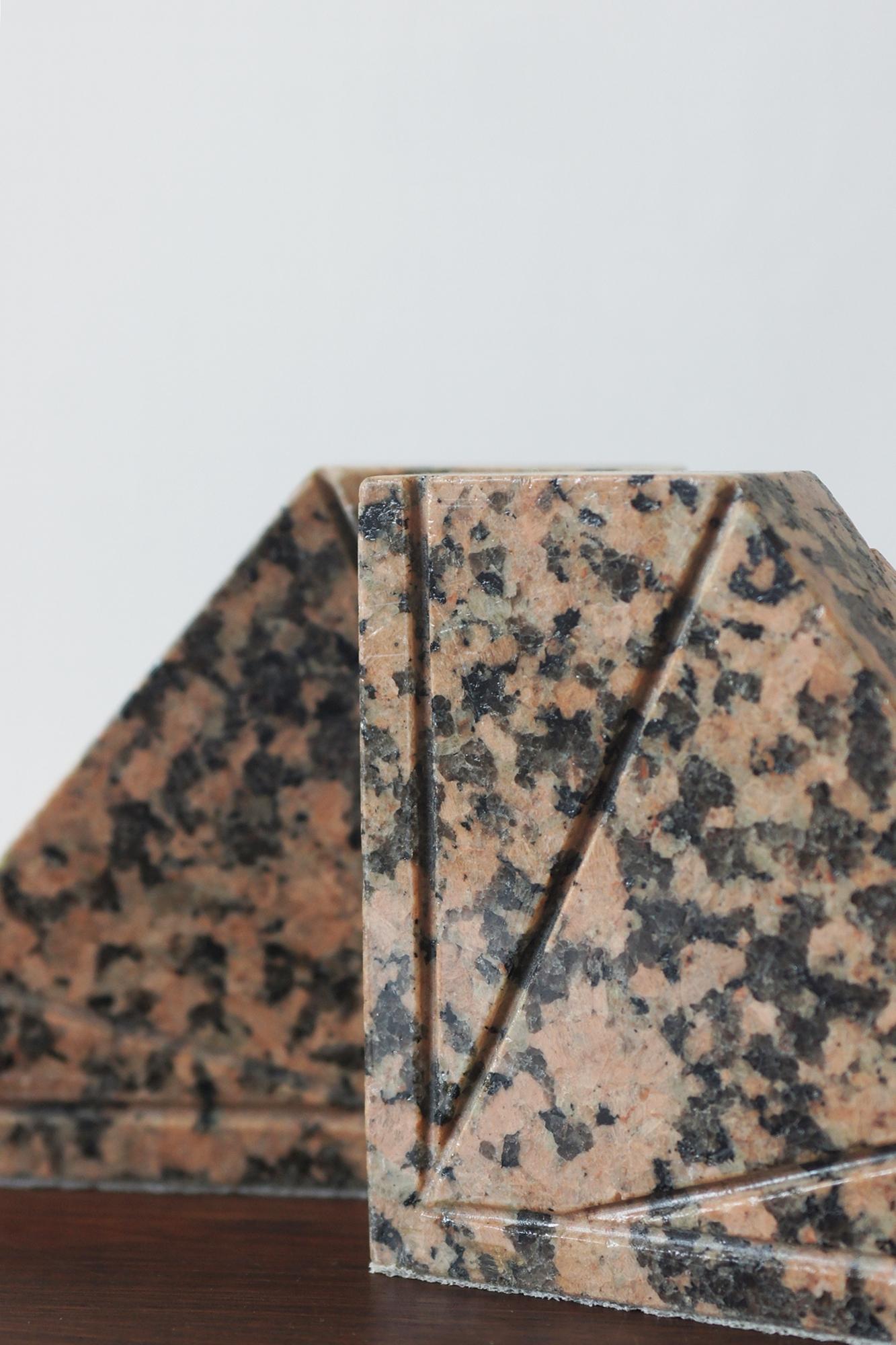 Late 20th Century Art Deco Granite Bookends, Set of 2 For Sale