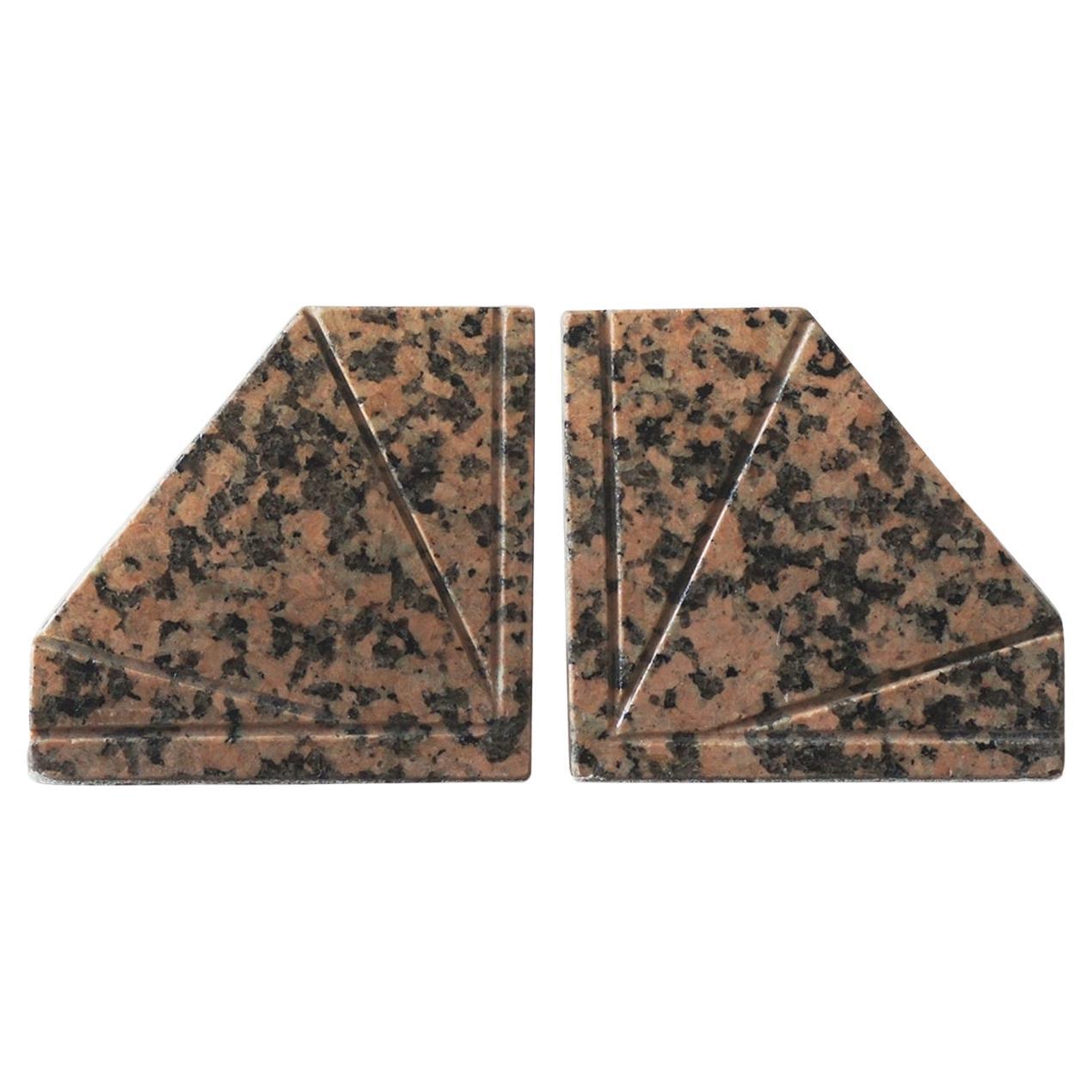 Art Deco Granite Bookends, Set of 2 For Sale