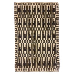 Tapis Empire State Art Déco gris et crème, 2' x 3'
