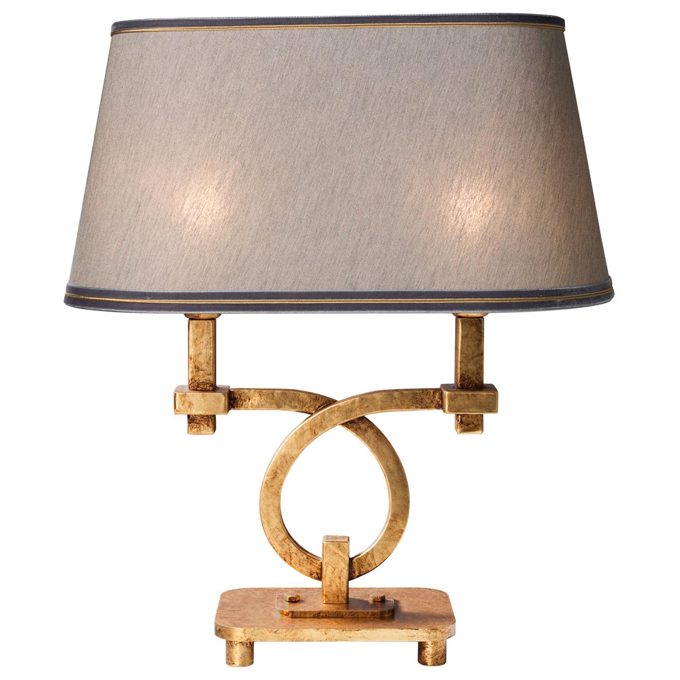 Art Deco Gray and Gold Table Lamp