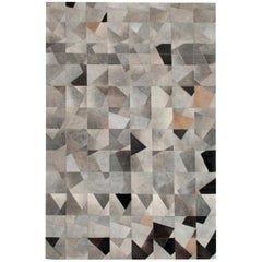 Art Deco Gray Black & Caramel Faceta Customizable Cowhide Area Floor Rug XXLarge