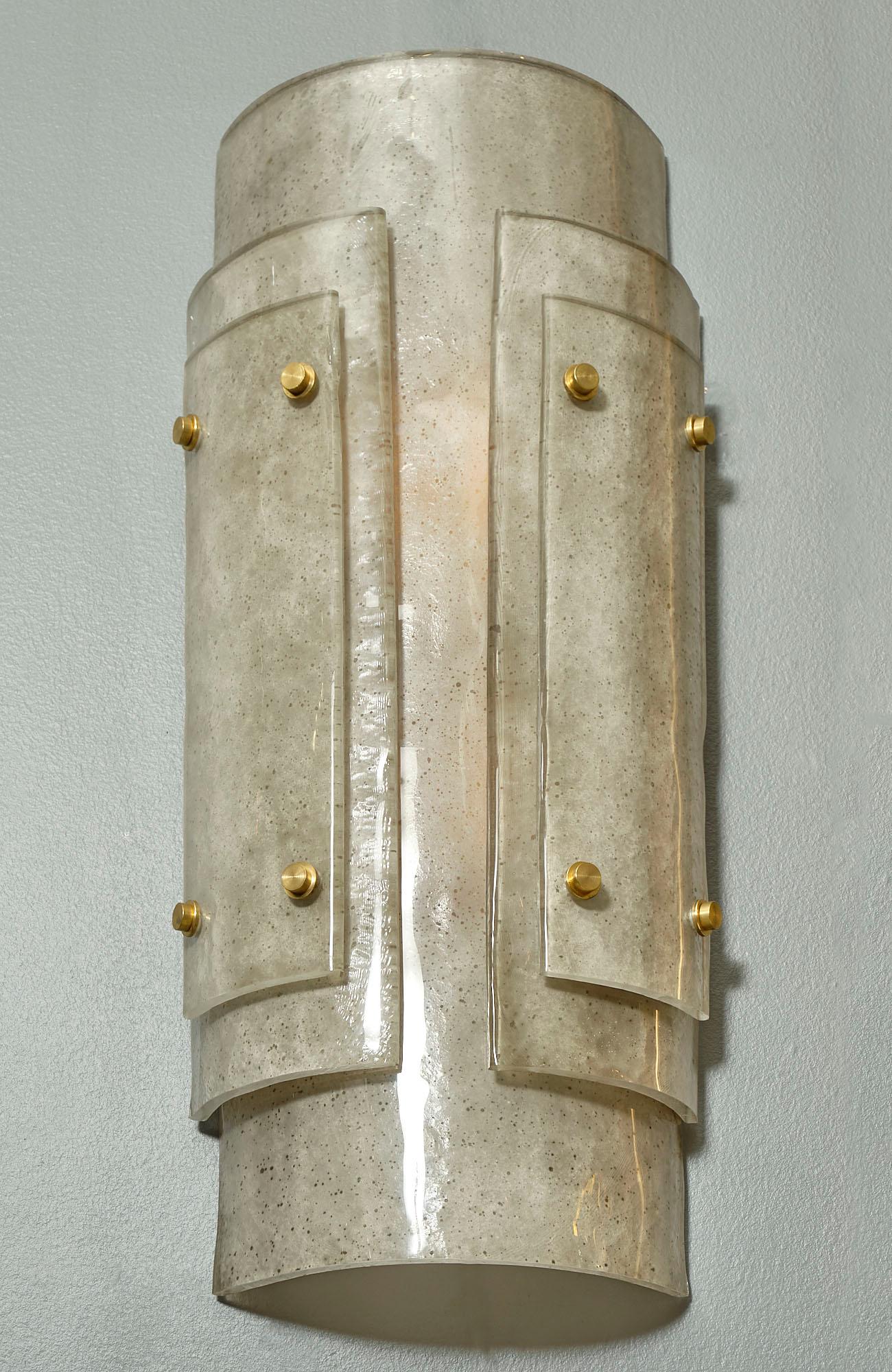 Italian Art Deco Gray Murano Glass Sconces For Sale