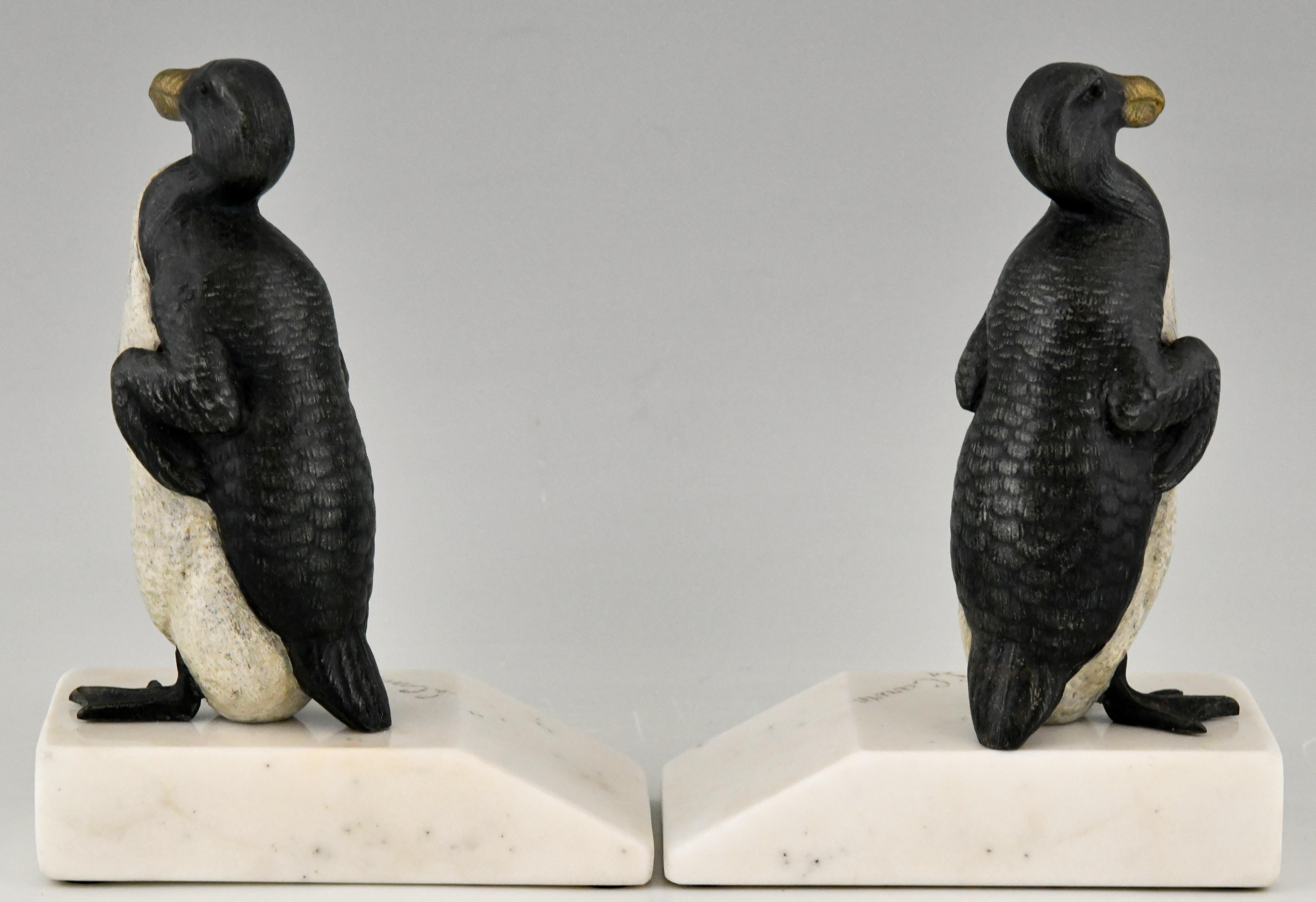 French Art Deco Great Auk Penguin Bookends by Carvin France 1930