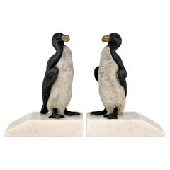 Serre-livres Art Déco « Great Auk Penguin » de Carvin France 1930