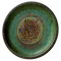 Art Deco 'Great Dane' Bronze Tray by Holger Fridericias, 1930s