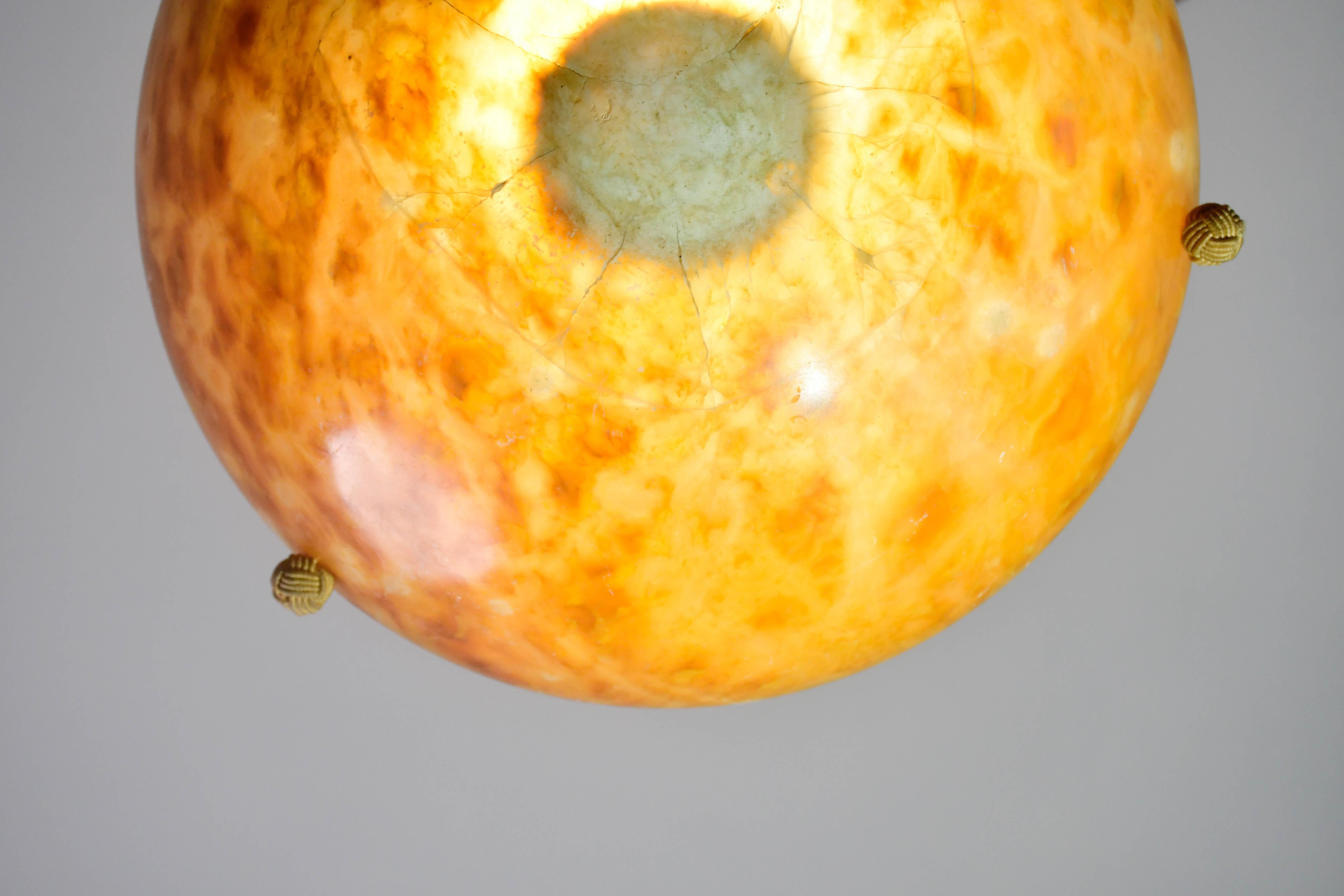 Art Decò Grand Design Lustre en albâtre brun, années 1940 en vente 6