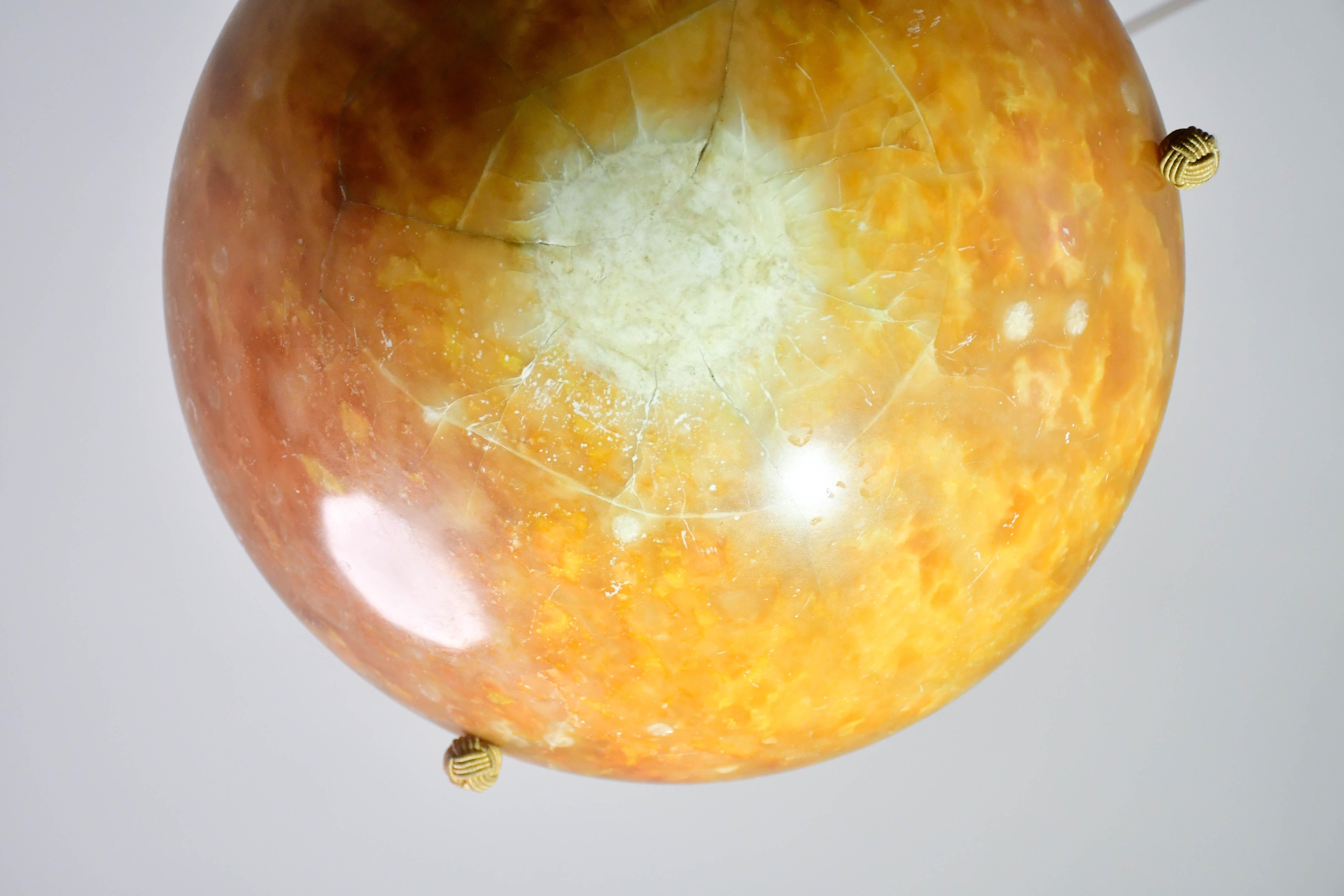 Art Decò Grand Design Lustre en albâtre brun, années 1940 en vente 7