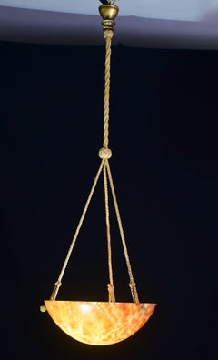 Art Decò Great Design Brown Alabster Chandelier, 1940s