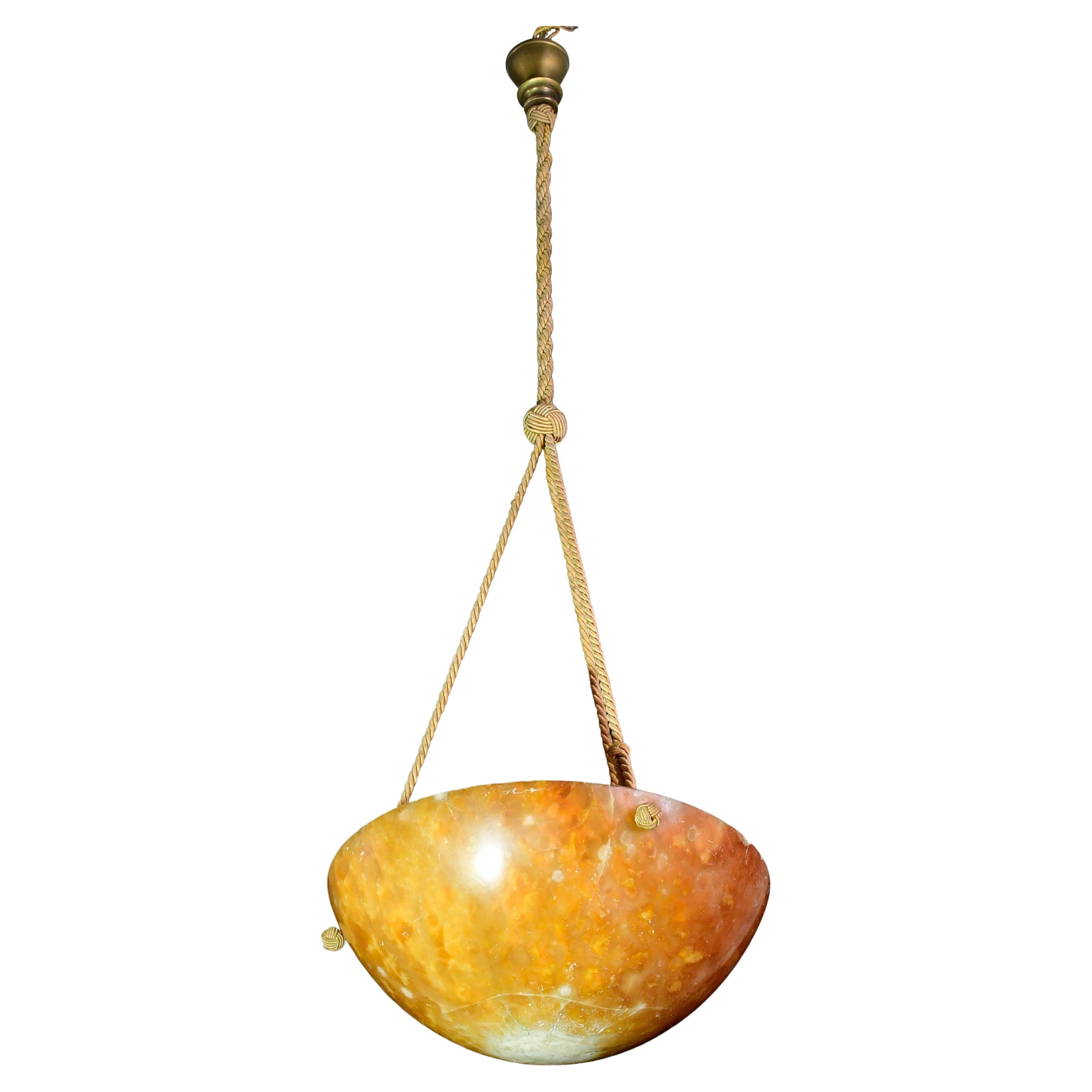 Art Decò Great Design Brown Alabster Chandelier, 1940s